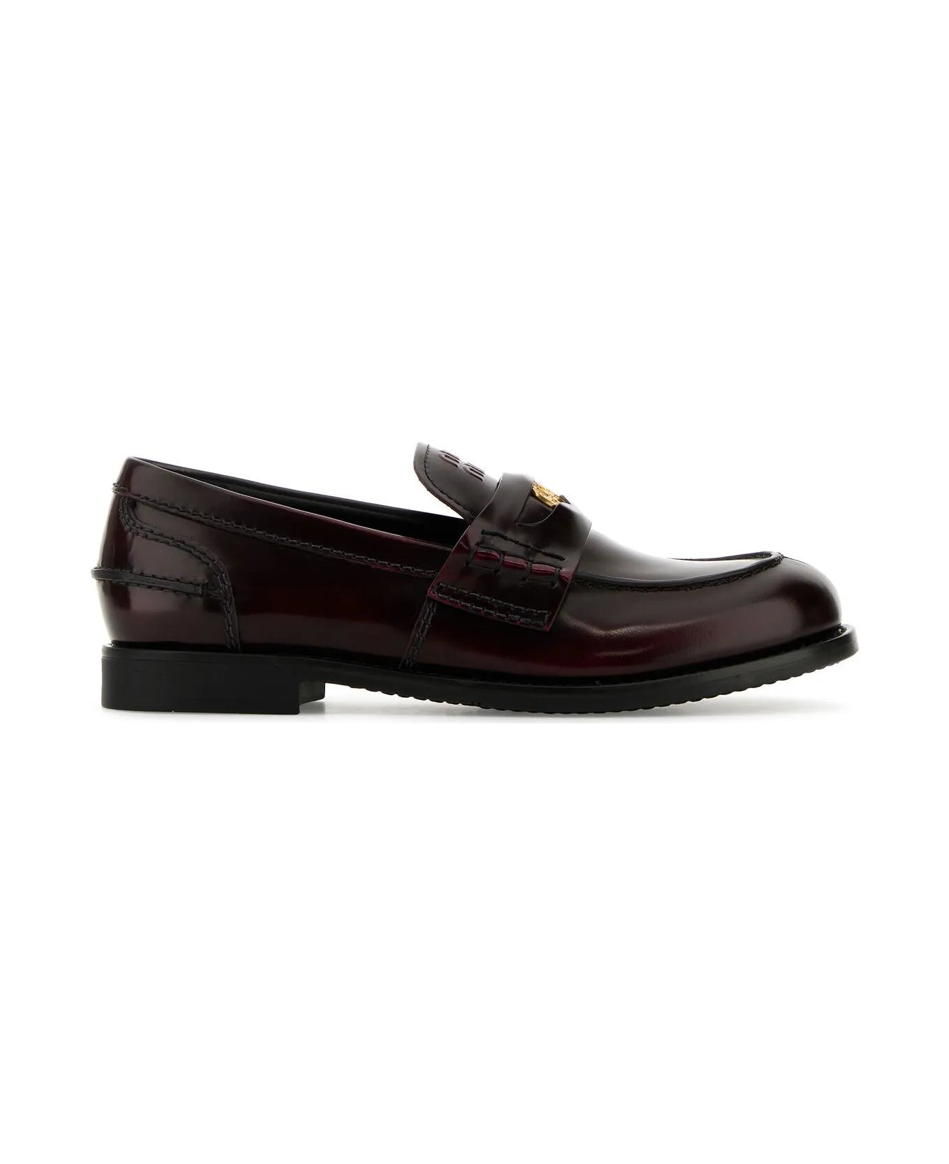 Miu Miu Tyrian Purple Leather Loafers - Porpora