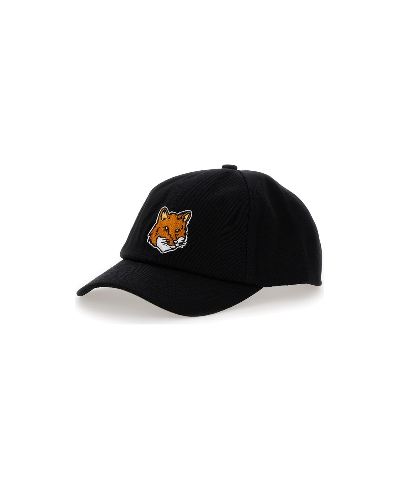 Maison Kitsuné Black Baseball Cap With Fox Head Patch In Cotton Woman - Black