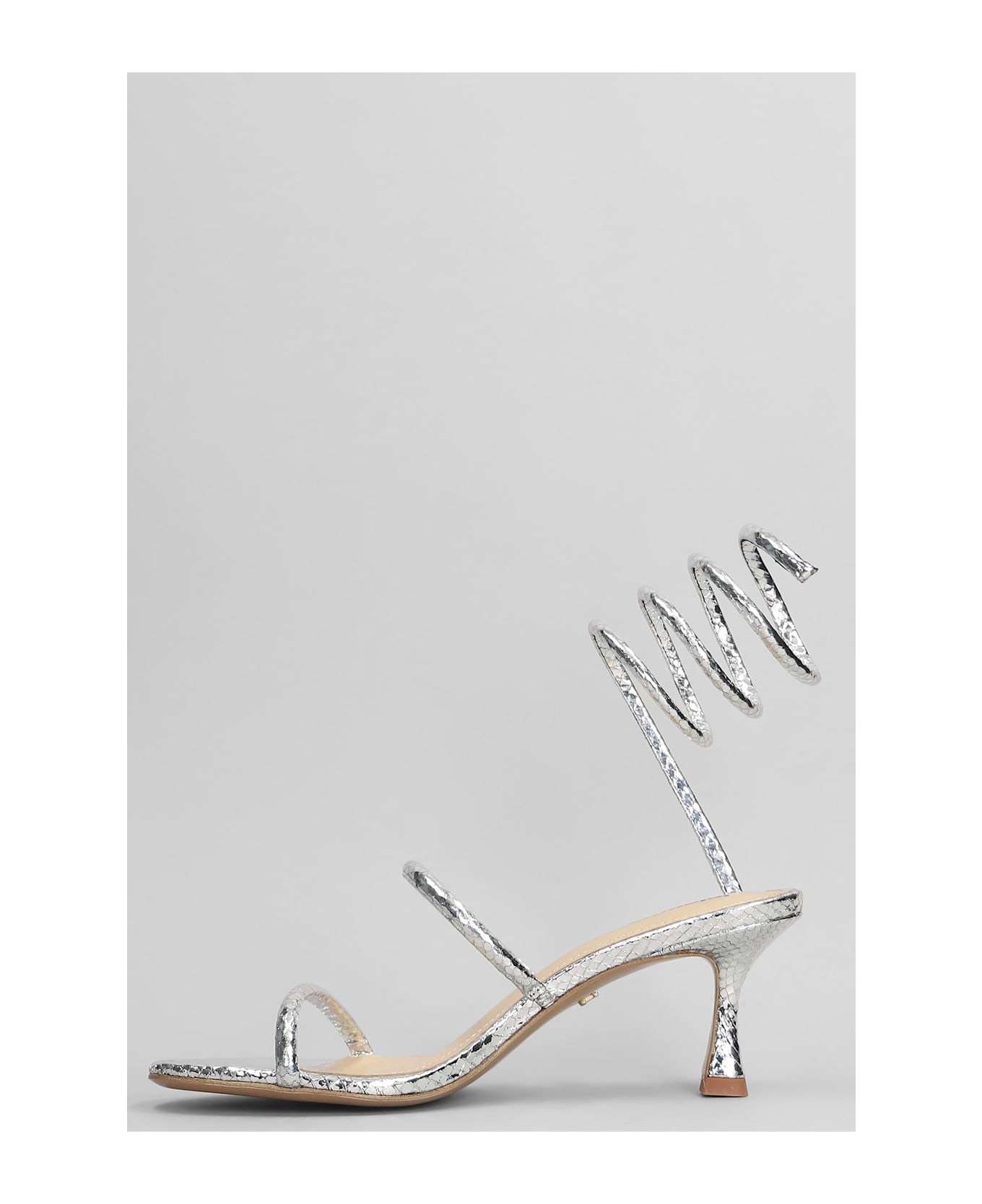Lola Cruz Greta 65 Sandals In Silver Leather - silver