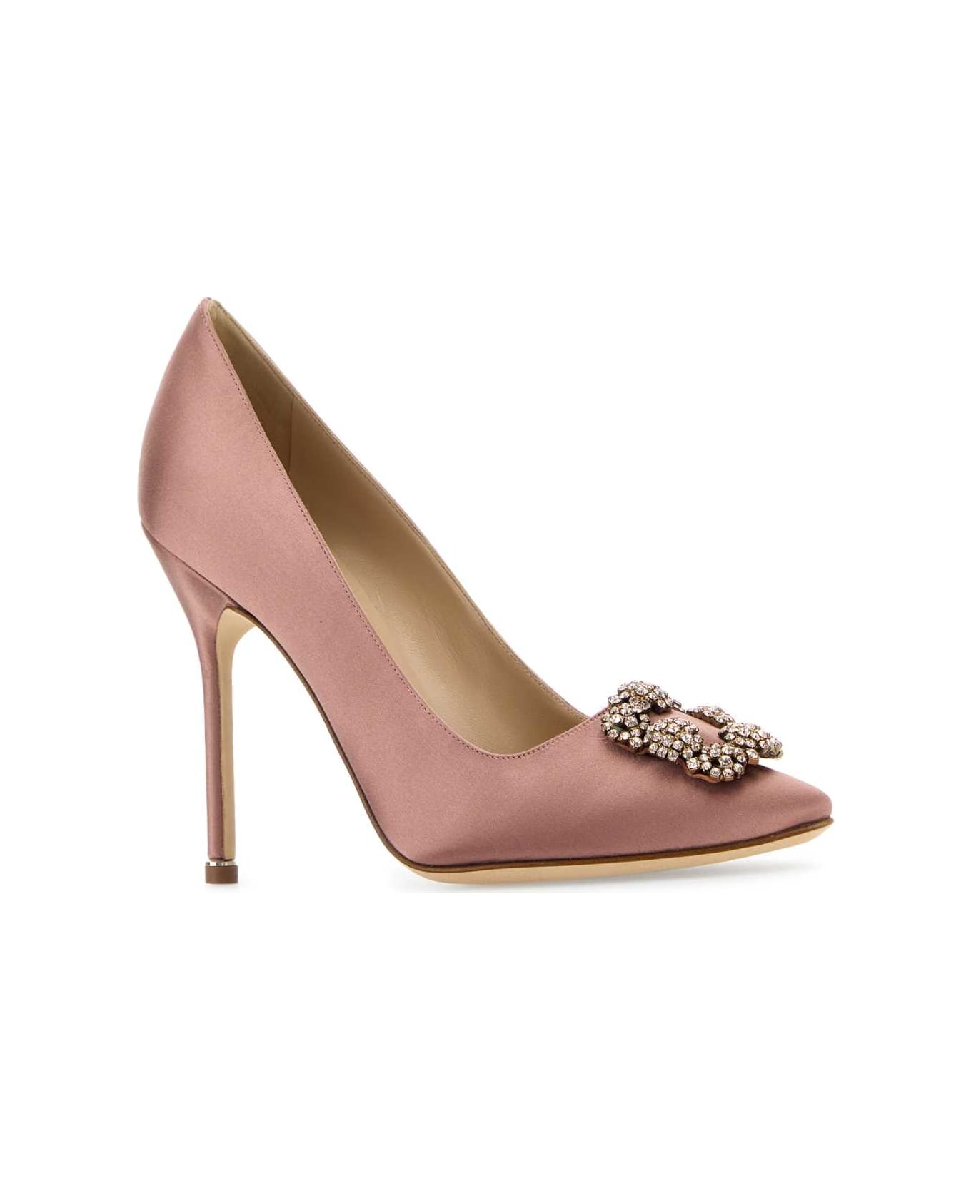 Manolo Blahnik Antiqued Pink Satin Hangisi Pumps - DPNK