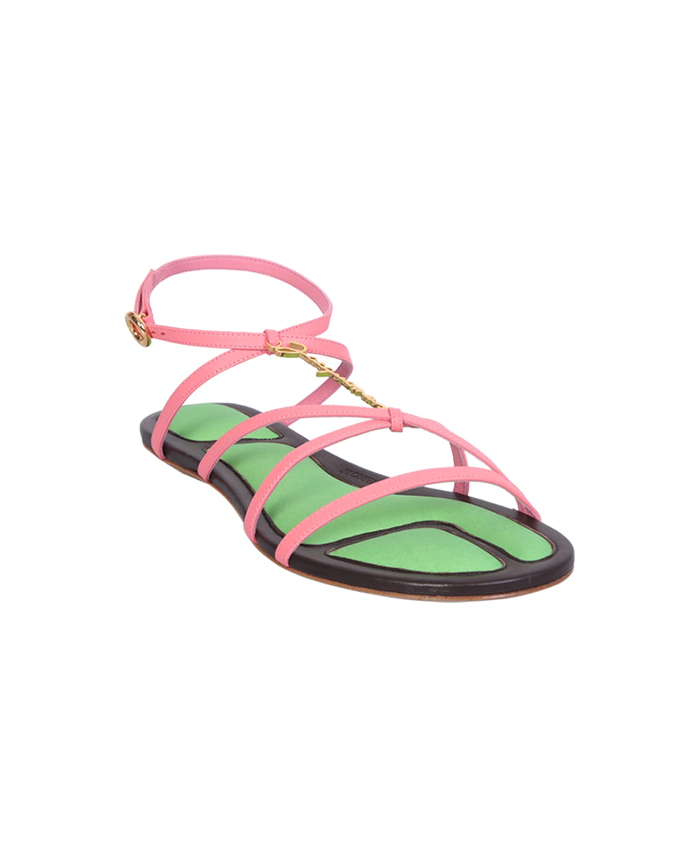 Jacquemus Charm Logo Flat Sandals - Pink