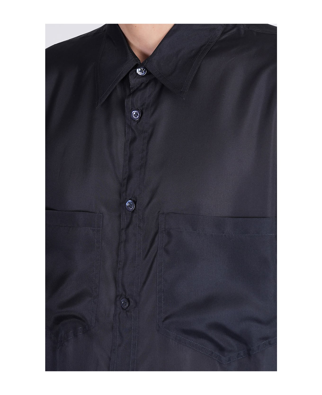 Emporio Armani Shirt In Blue Silk - blue
