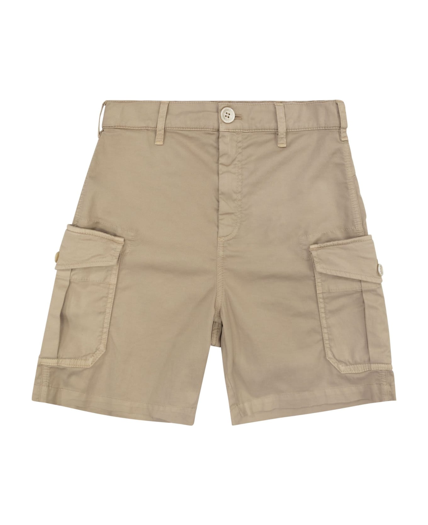 Brunello Cucinelli Garment-dyed American Pima Comfort Cotton Gabardine Bermuda Shorts With Cargo Pockets - Hazelnut