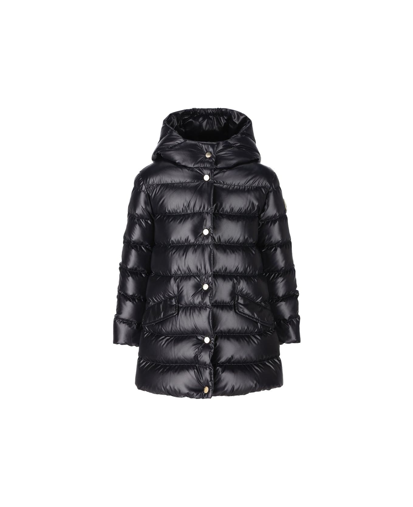 Moncler Logo Patch Hooded Coat - Blue