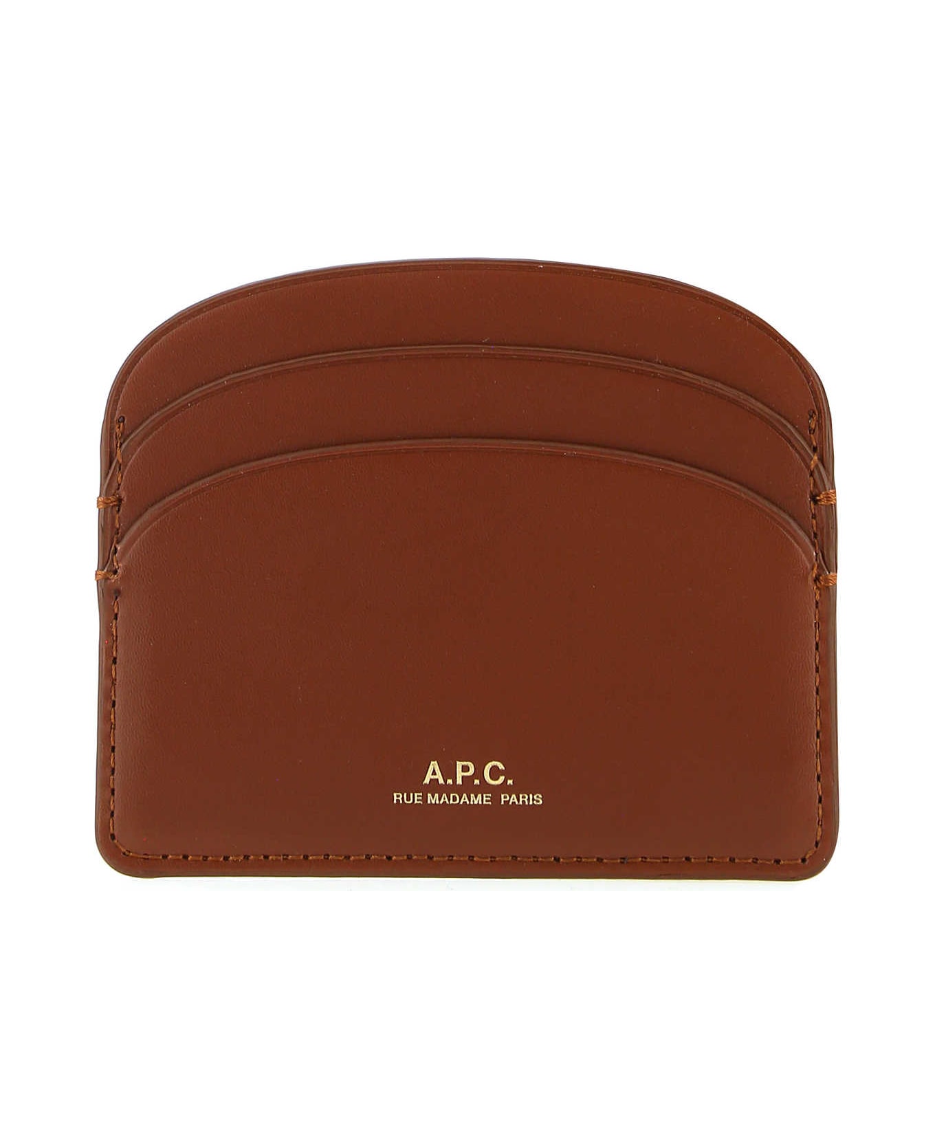 A.P.C. Brown Leather Card Holder - CAD