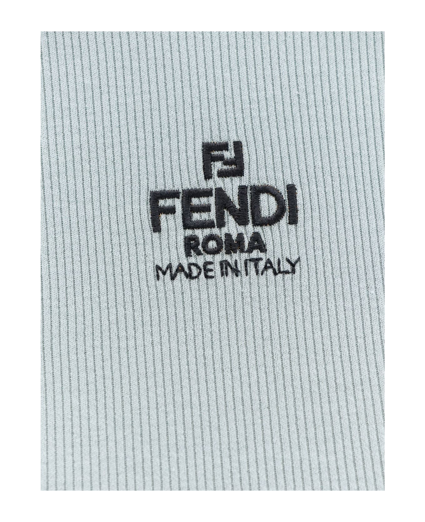 Fendi Logo Detailed Cropped T-shirt - Blue