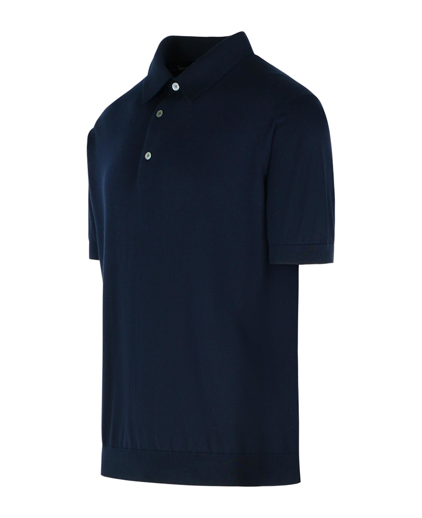 Zegna Polo Shirt In Blue Cotton - Blue