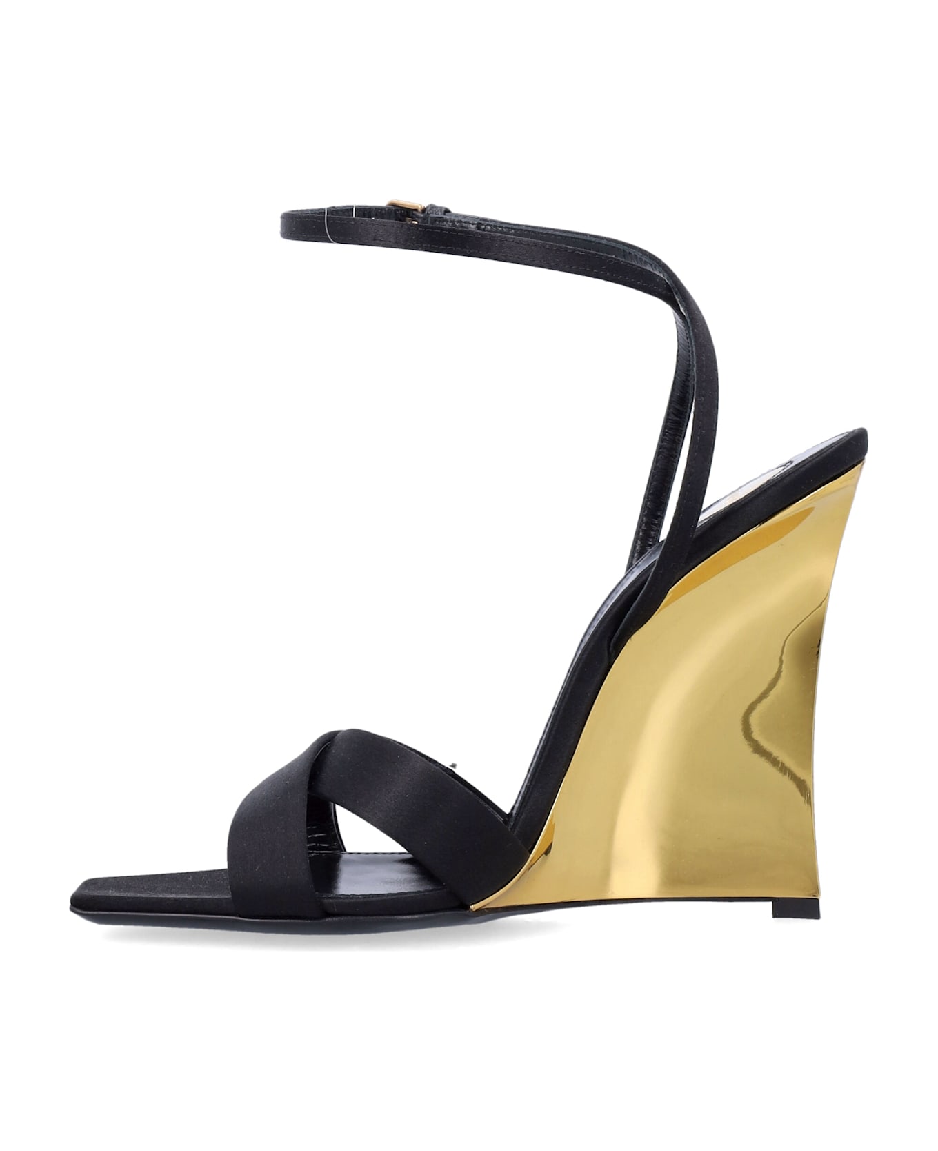Saint Laurent Lucienne Sandal Wedges - BLACK