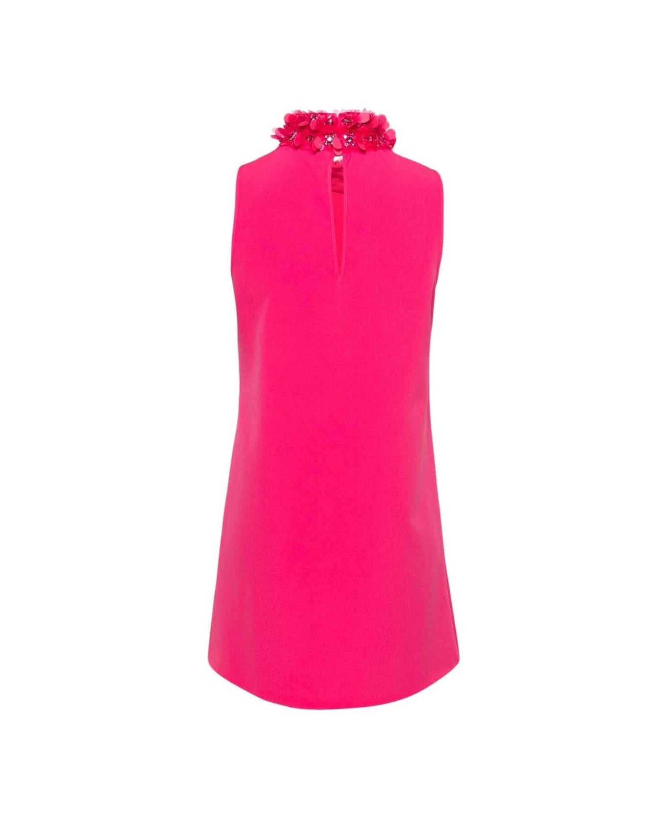 Parosh Sleeveless High Neck Mini Dress With Paillettes - Bubble Pink