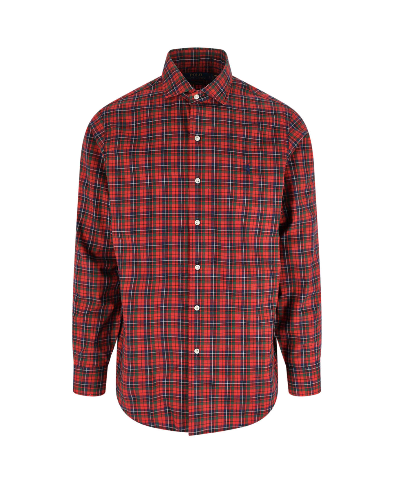 Ralph Lauren Cotton Shirt - 6981 RED NAVY MULTI