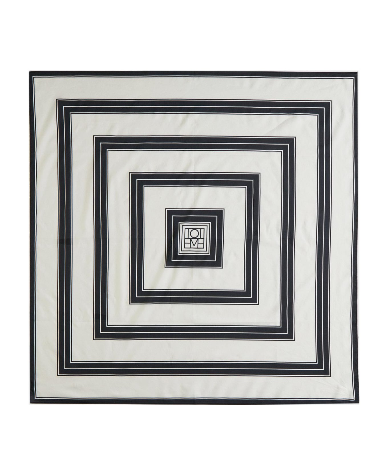 Totême Striped Cotton And Silk Scarf - BLACK