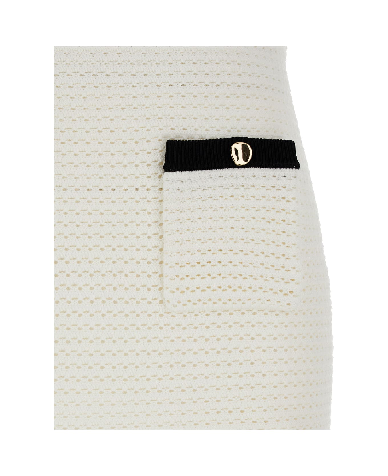 self-portrait Mini White Knit Skirt With Contrasting Trim In Fabric Woman - White
