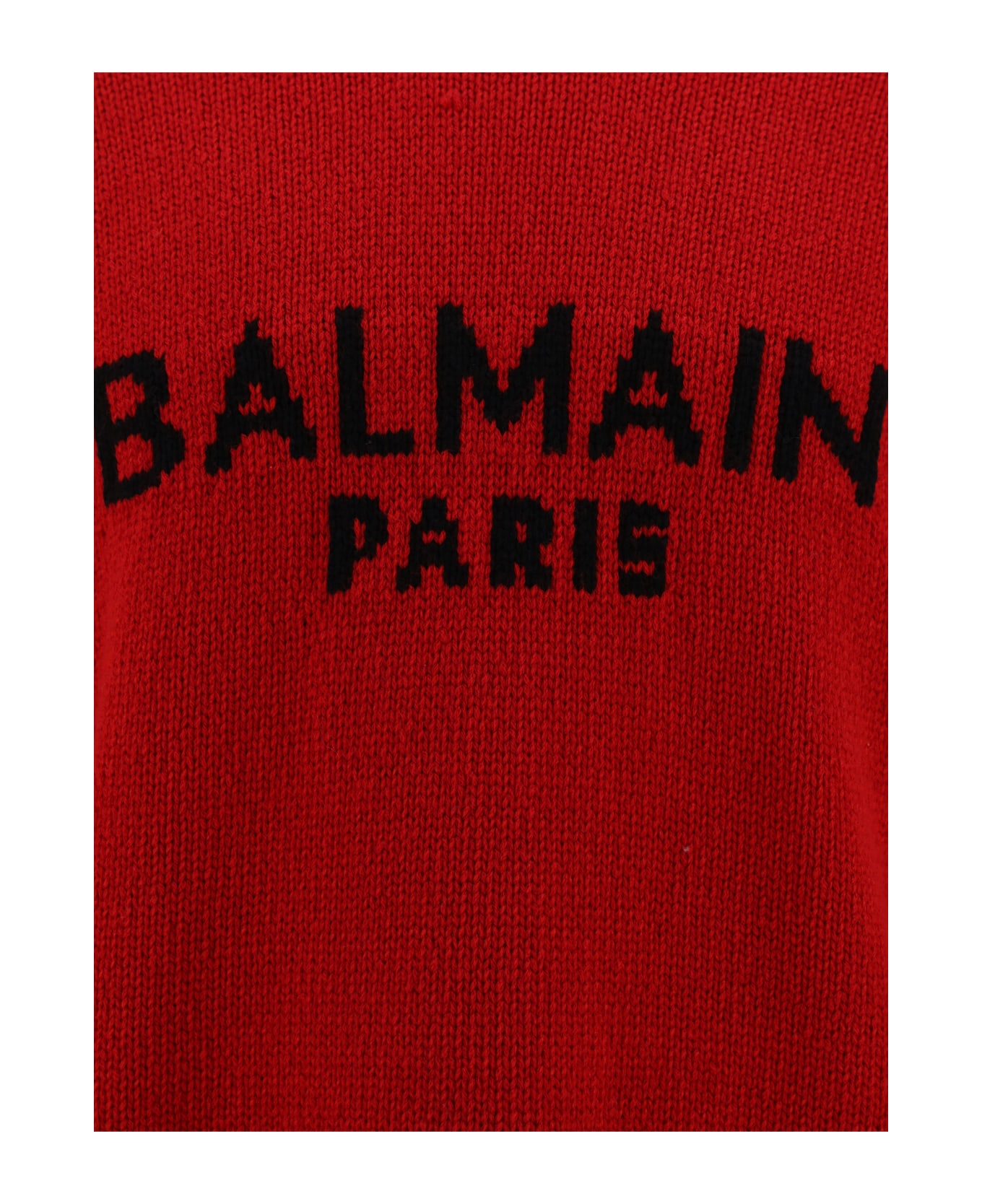 Balmain Logo Wool Sweater - Red ニットウェア