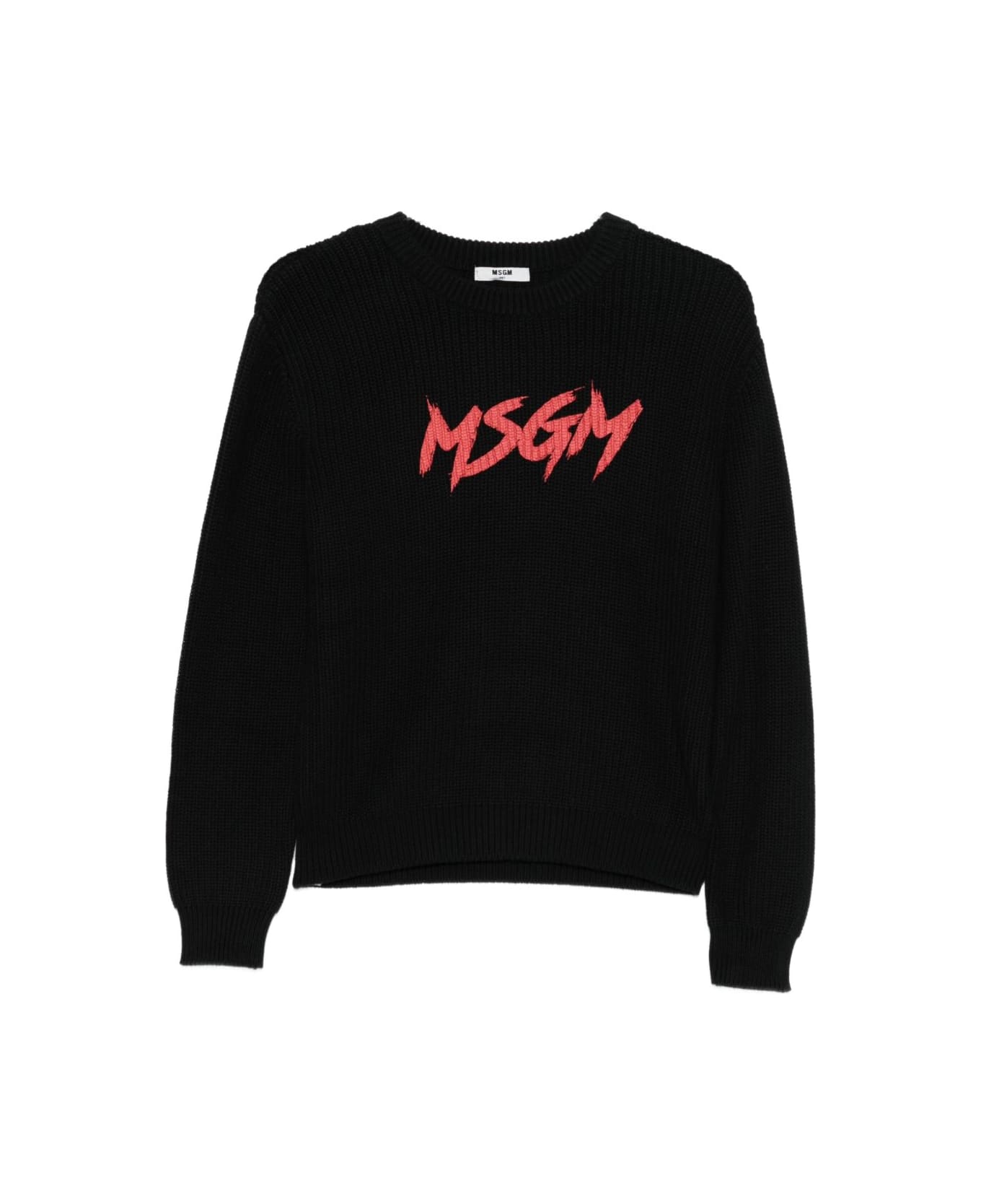 MSGM Kids Crewneck Sweater With Logo - Black