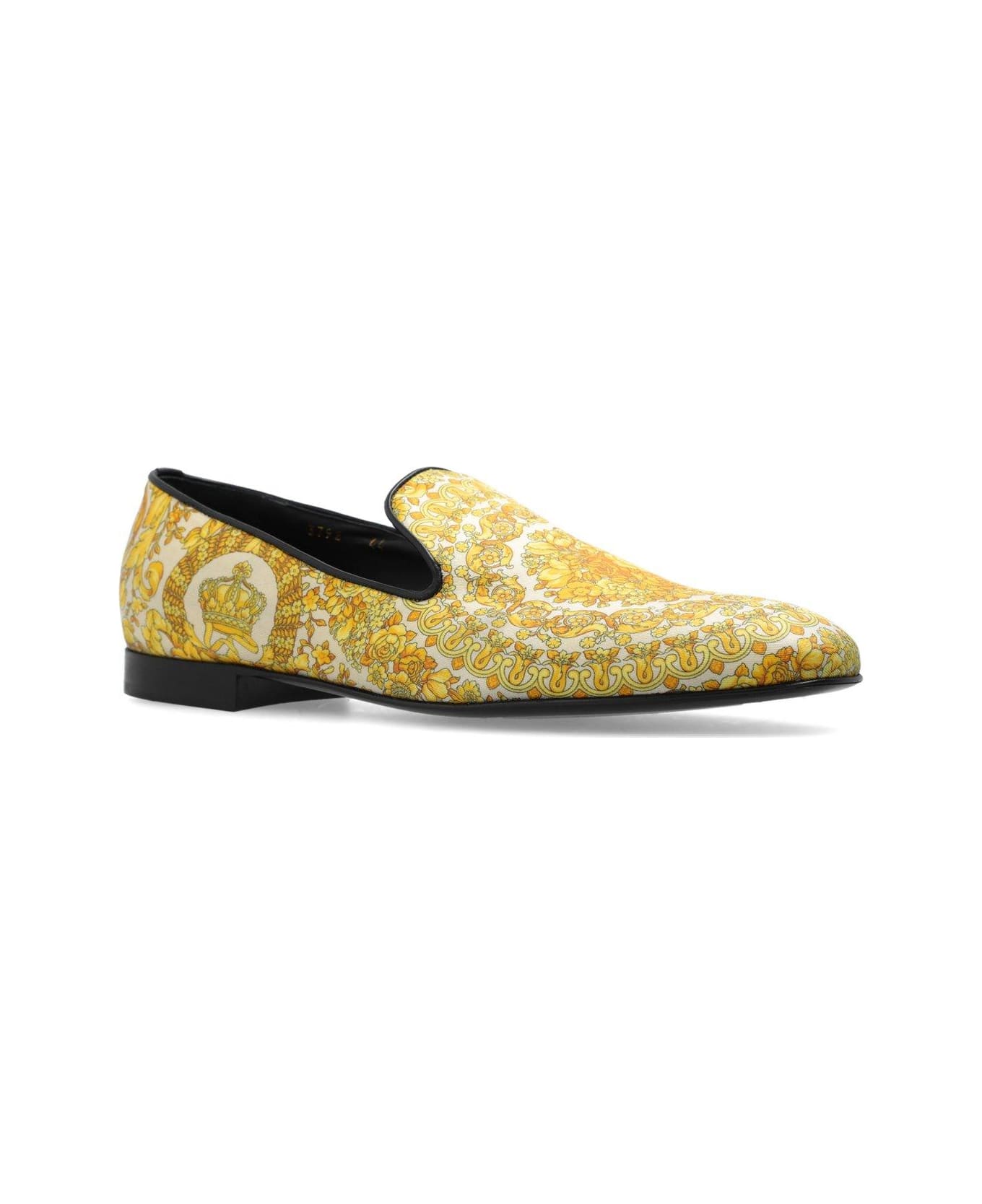 Versace Barocco Printed Slip-on Loafers - YELLOW ローファー＆デッキシューズ