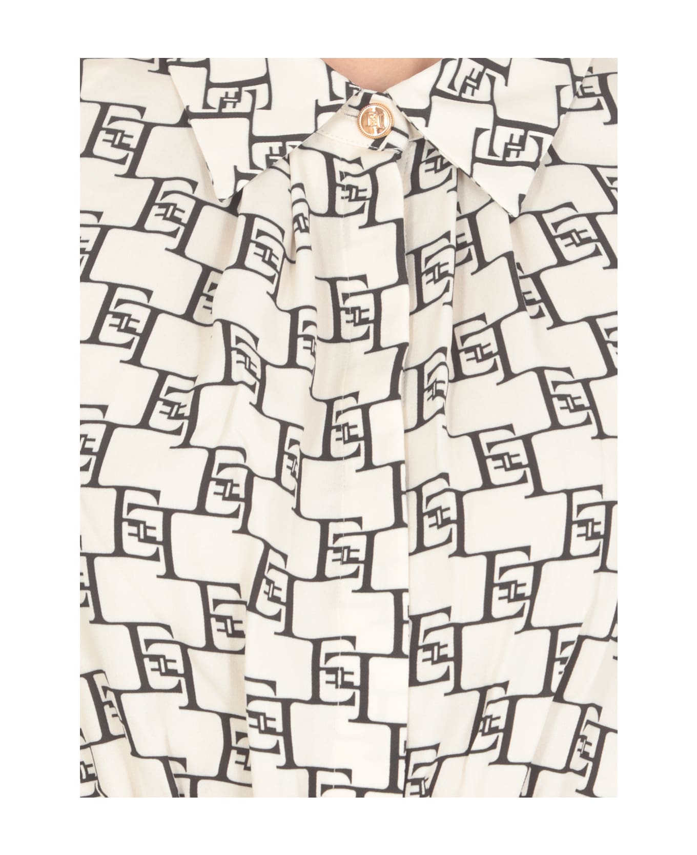 Elisabetta Franchi Logo Monogram Cropped Shirt - Ivory シャツ
