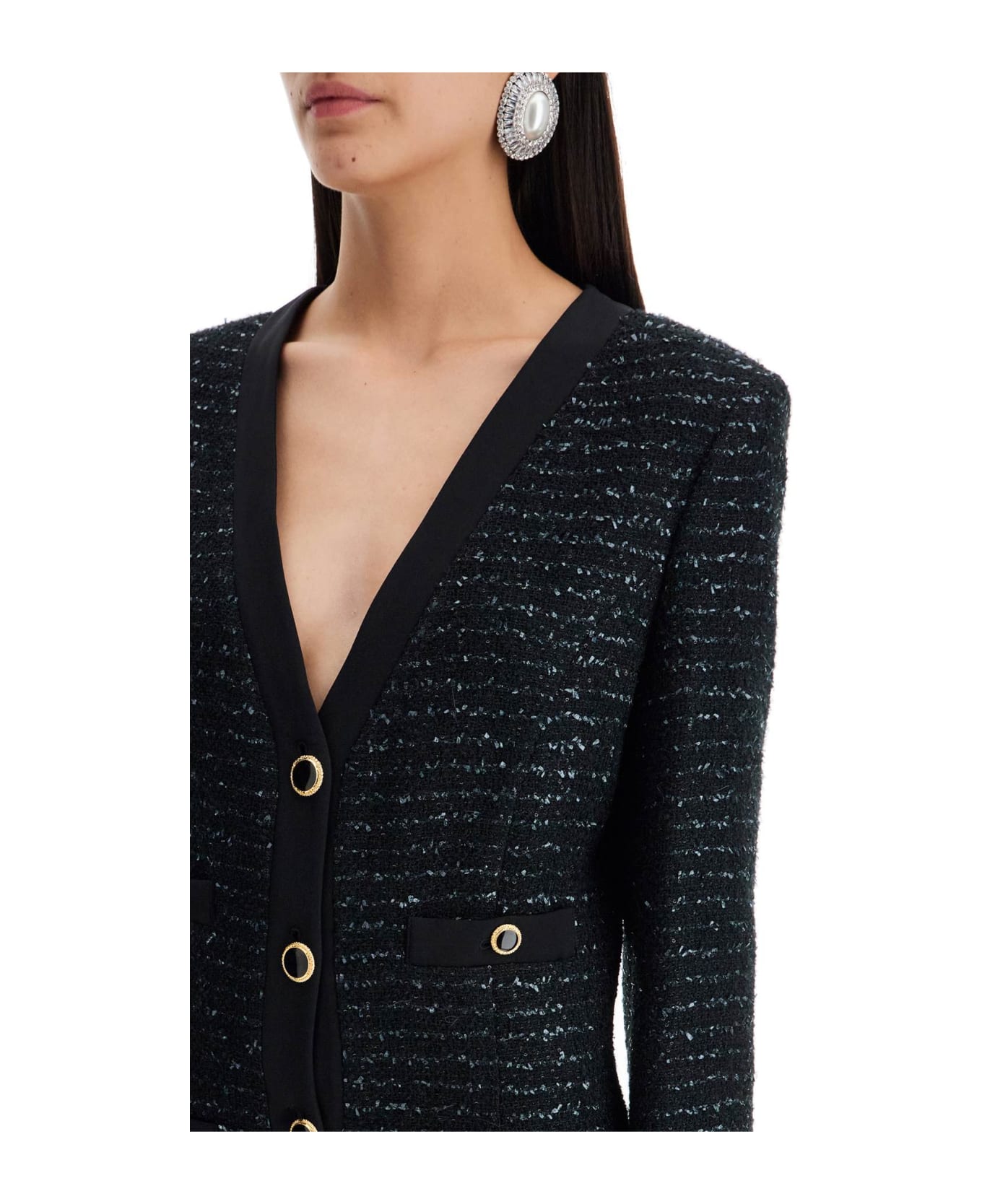 Alessandra Rich Midi Tweed Dress With Sequins - BLACK (Black)