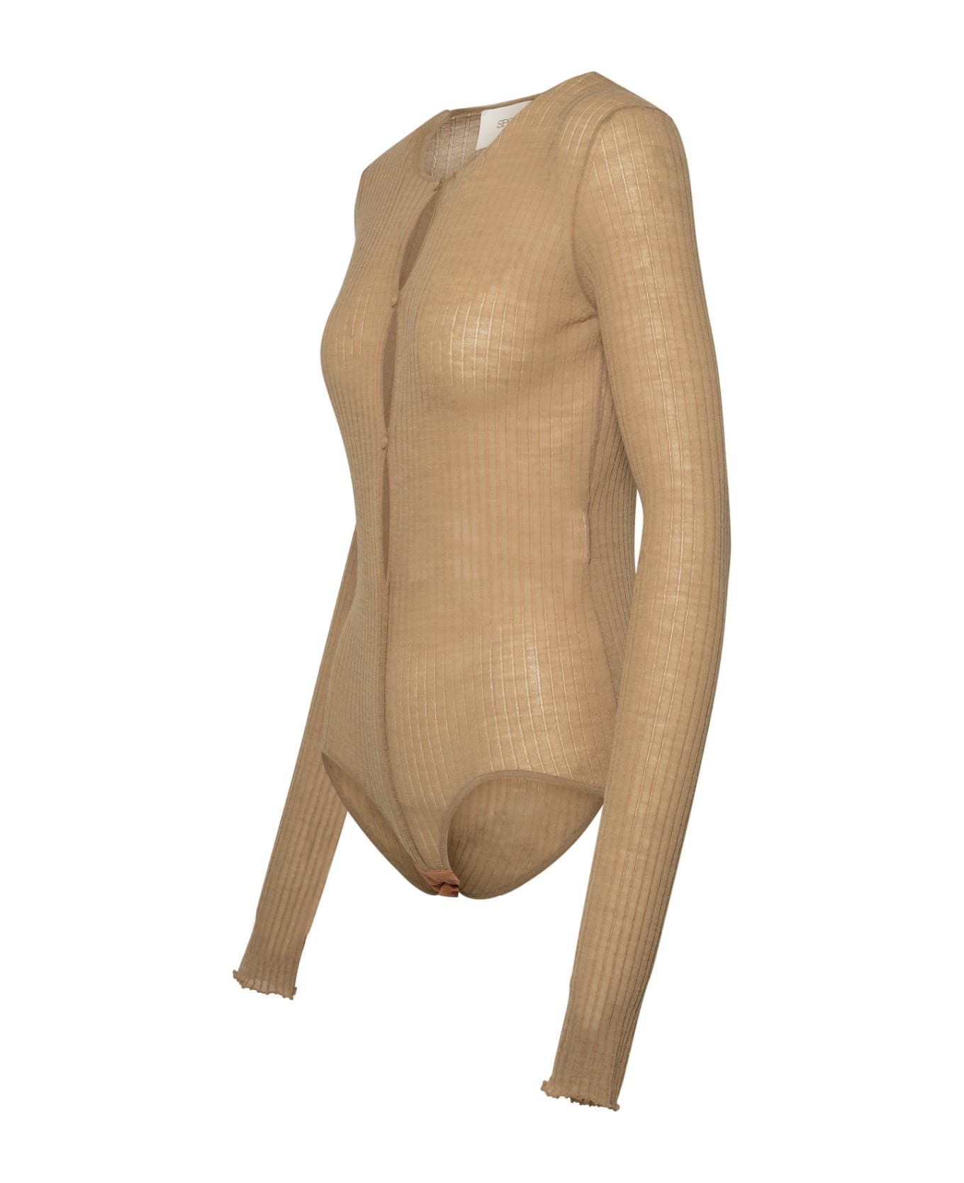 SportMax 'dinar' Bodysuit In Beige Wool Blend Yarn - BEIGE