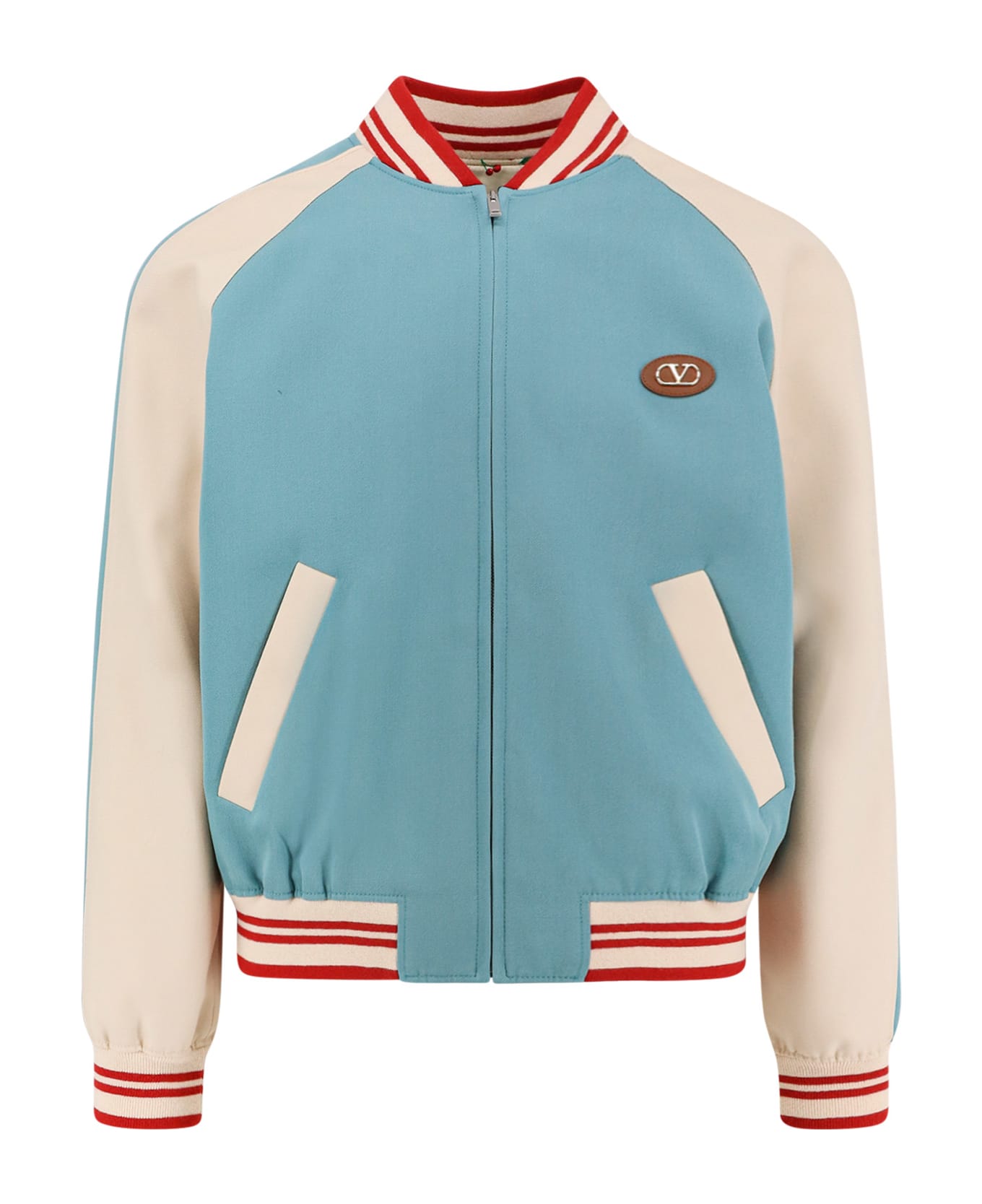 Valentino Le Chat De La Maison Virgin Wool Bomber Jacket - Blu lake/burro