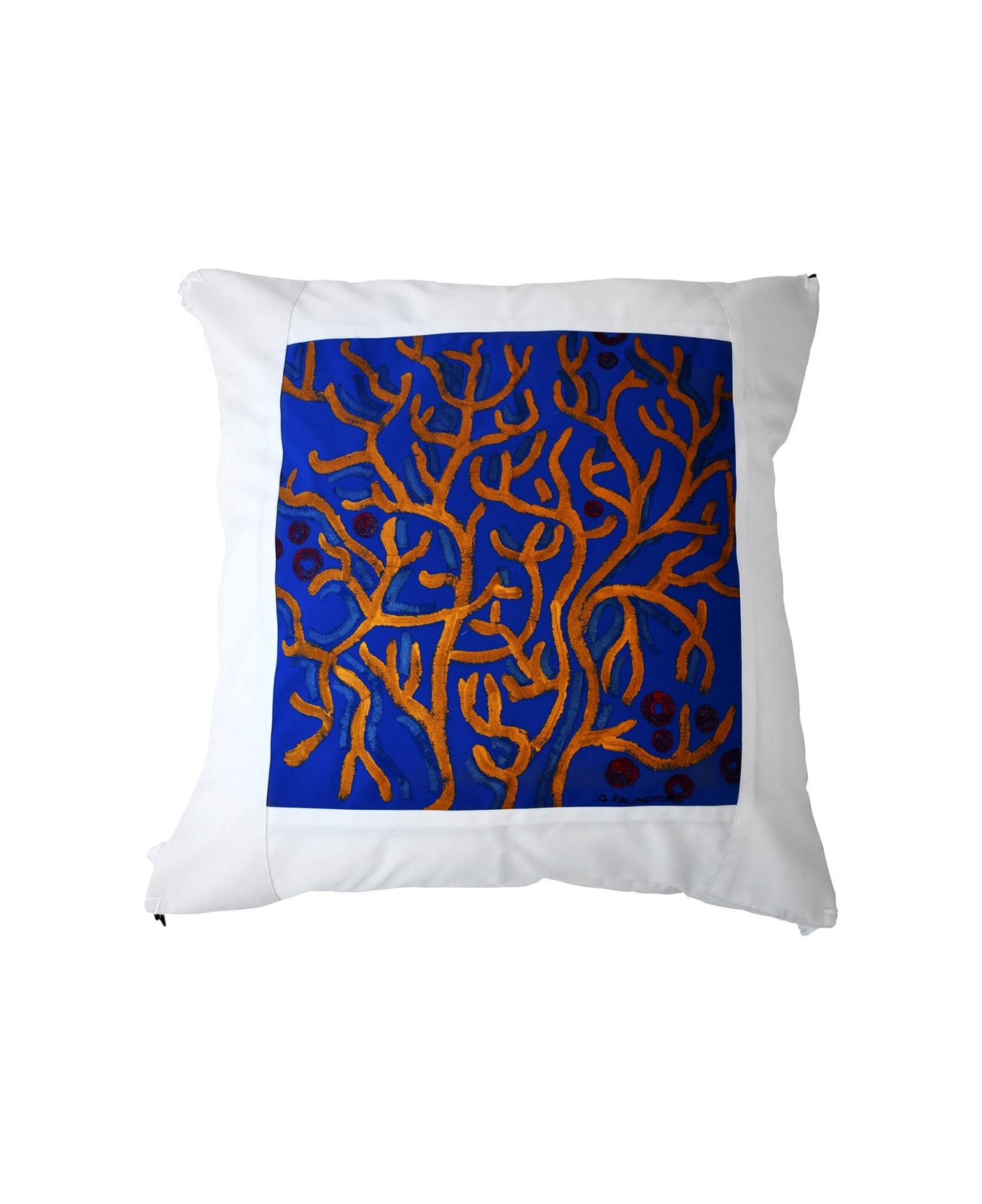 Le Botteghe su Gologone Cotton Hand Painted Indoor Cushion 50x50 cm - Blue Fantasy
