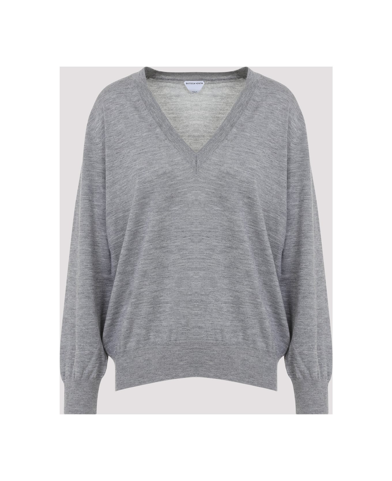 Bottega Veneta V Neck Cashmere Sweater - Grey Melange