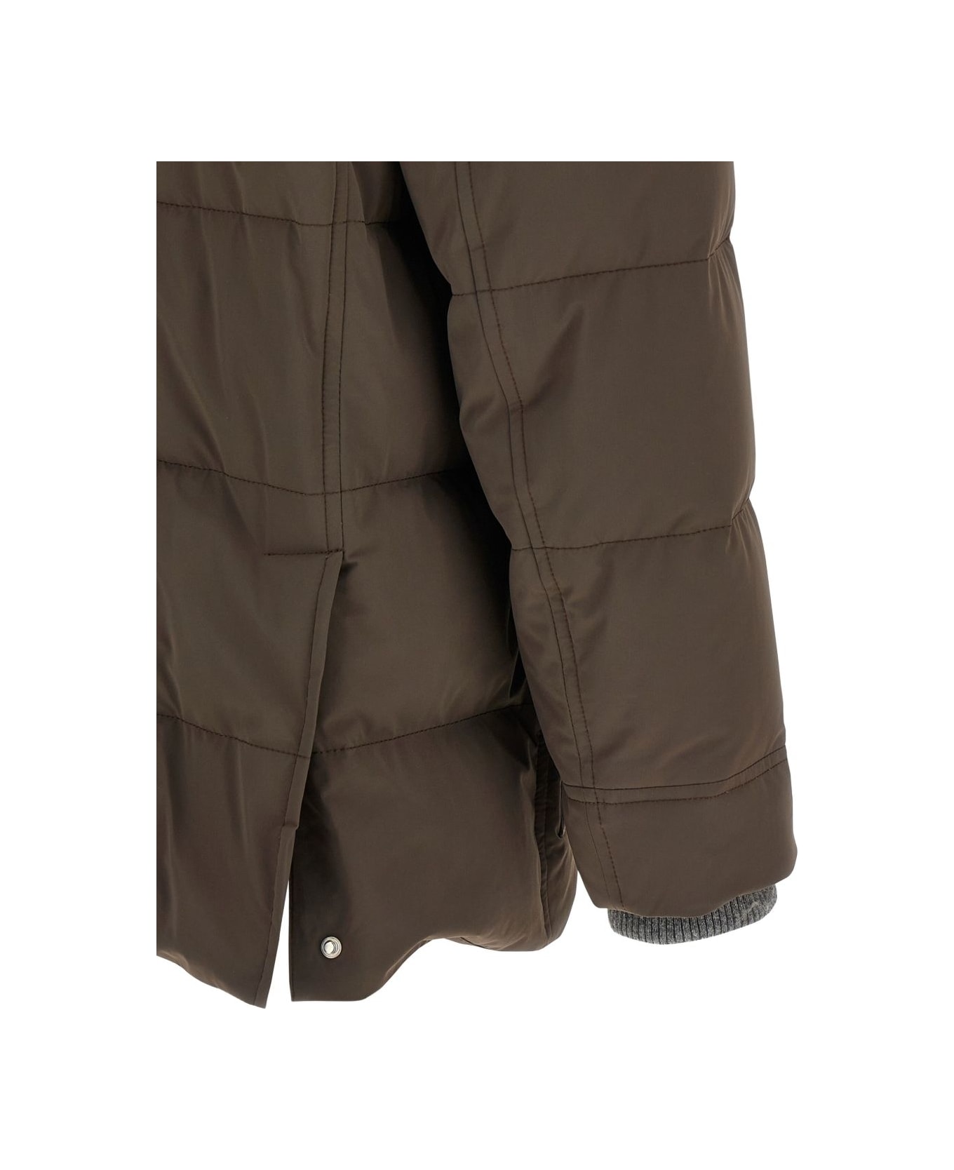 Brunello Cucinelli Brown Ribbed Padded Down Jacket - Brown