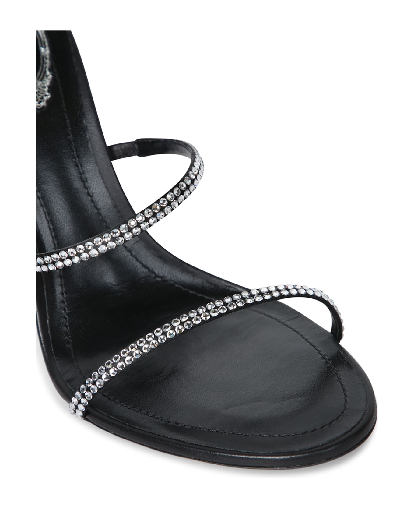 René Caovilla Tina 105 Black Crystal Sandals - Black