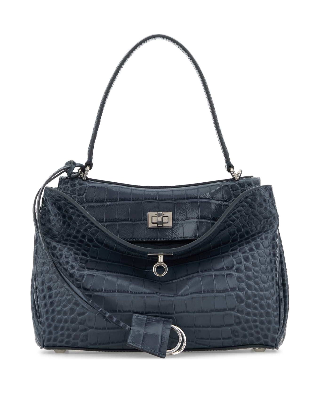 Balenciaga Air Force Blue Leather Small Rodeo Handbag - FADED DARK BLUE