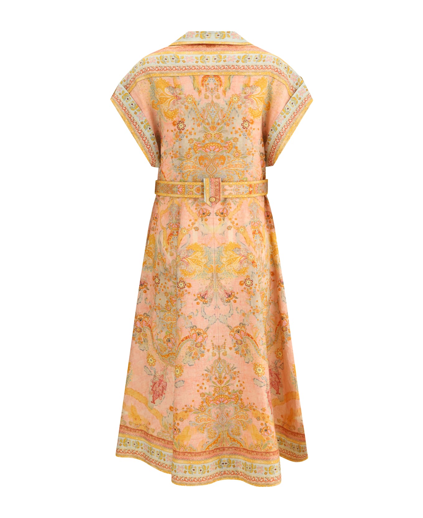 Zimmermann Acacia Midi Dress - ORANGE/PINK