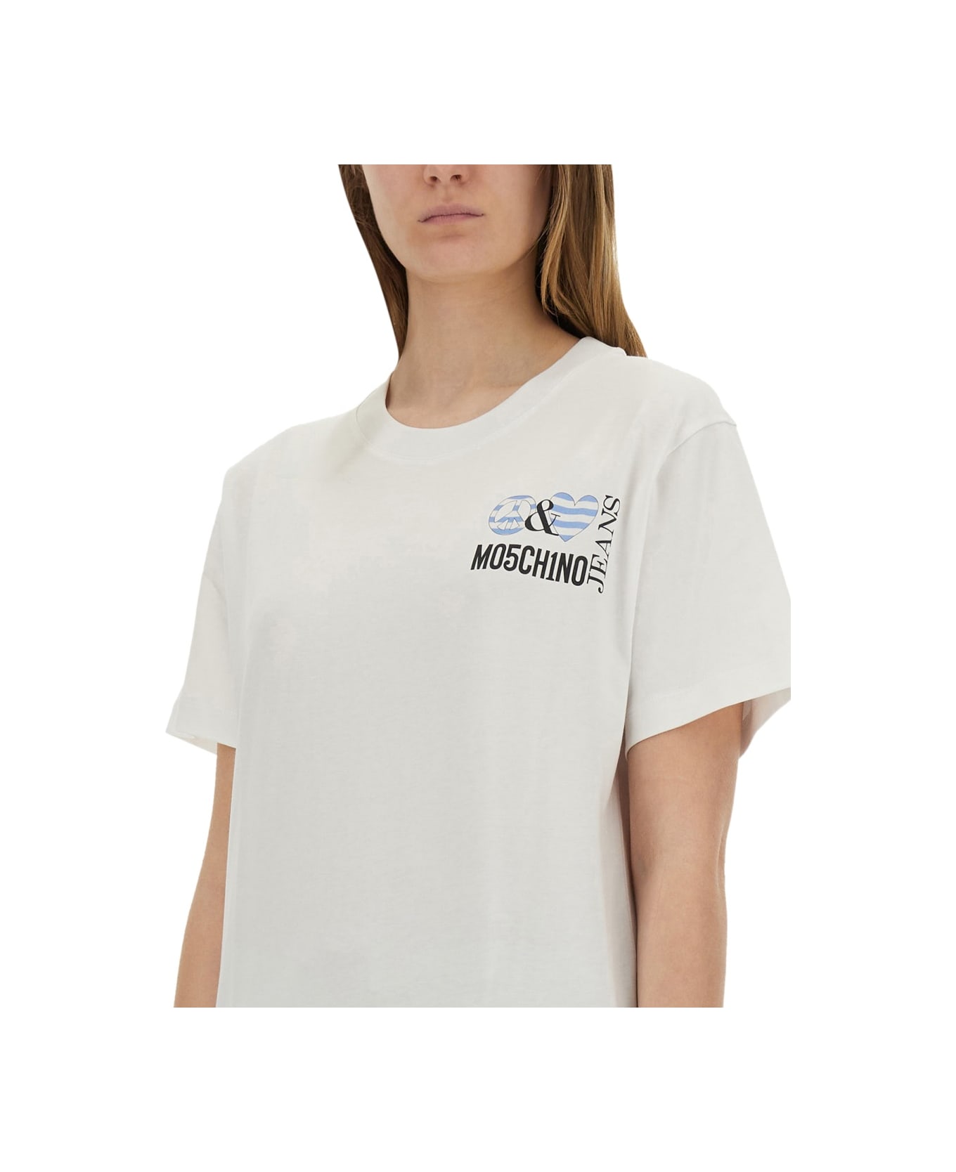 M05CH1N0 Jeans T-shirt With Print - WHITE