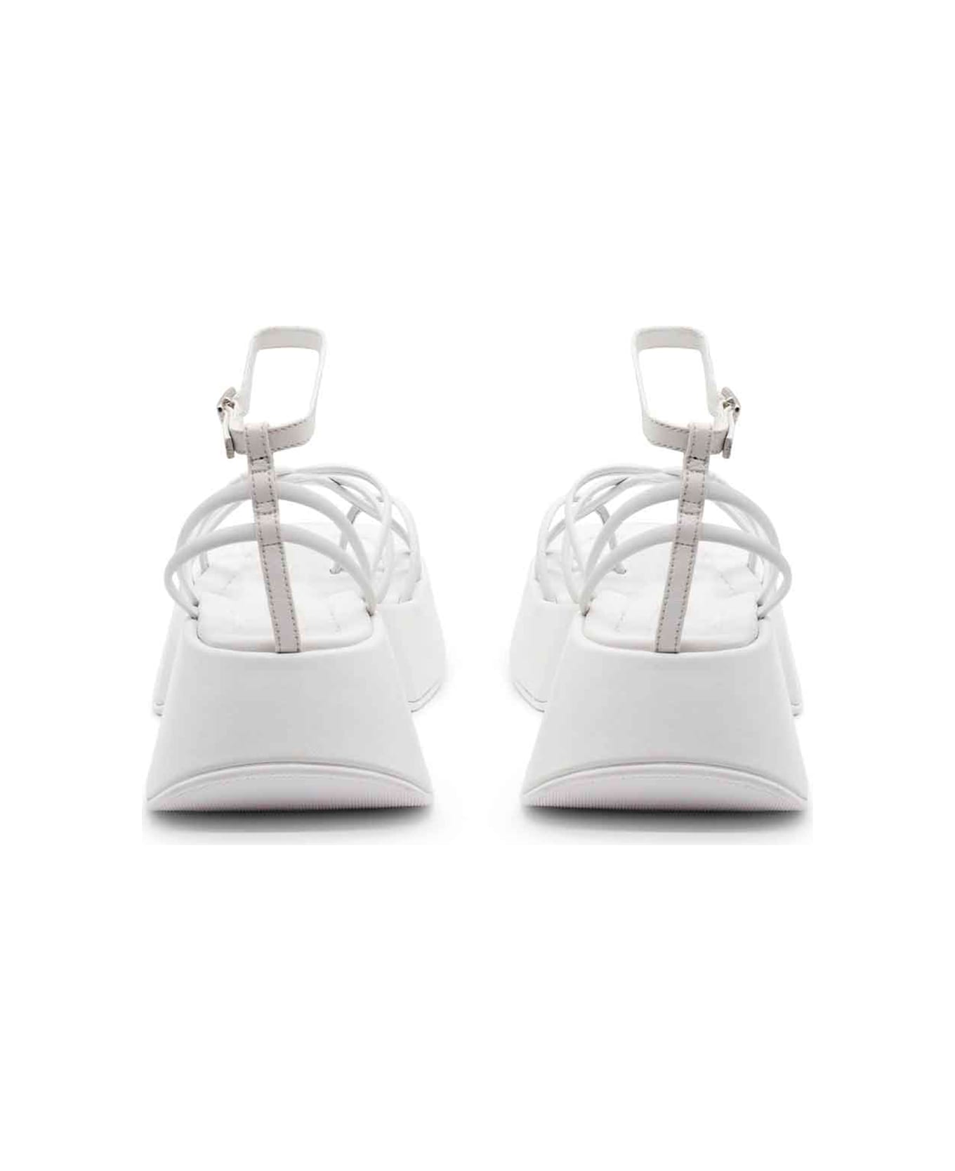 Vic Matié White Leather Sandal With Square Toe - WHITE