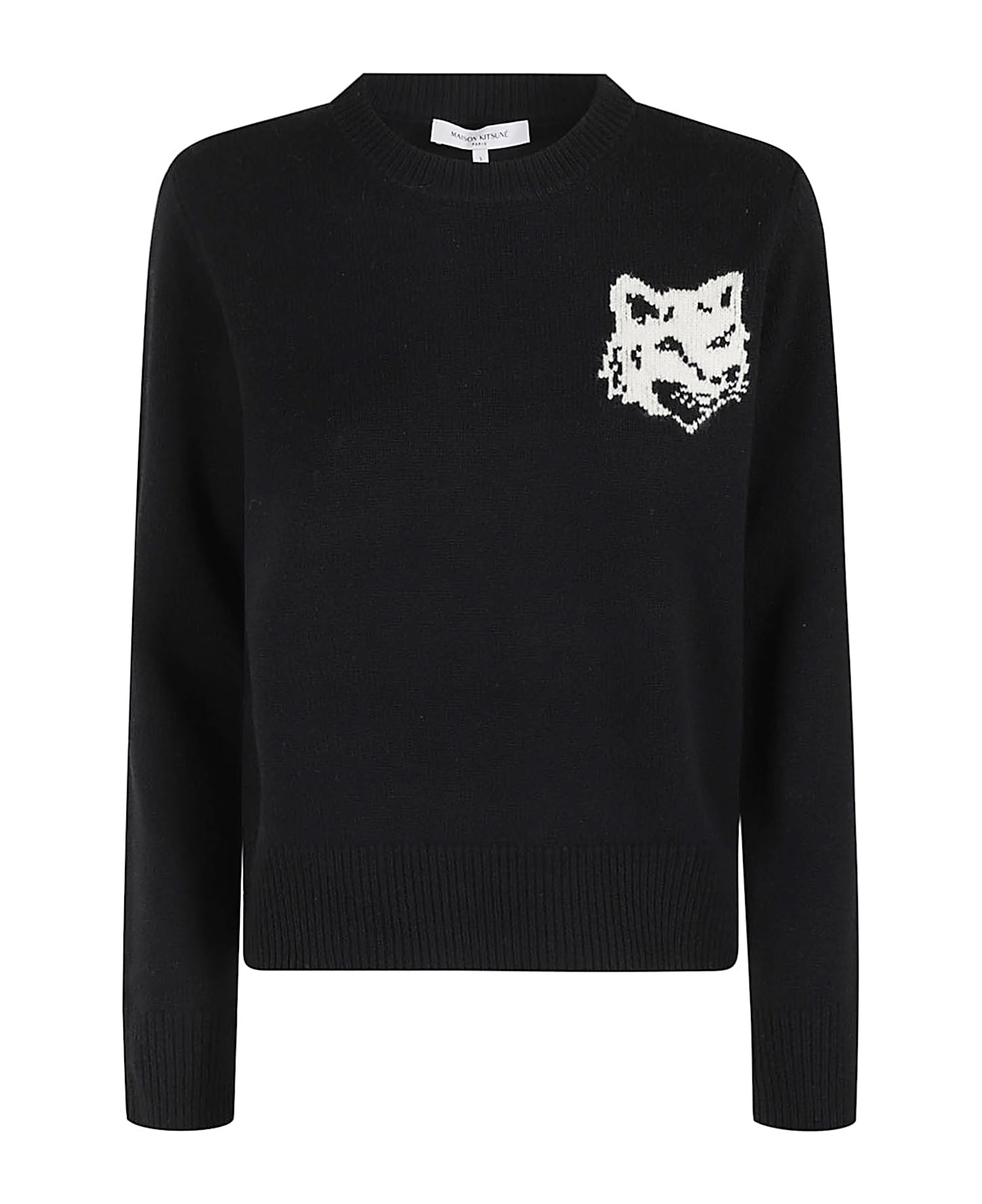 Maison Kitsuné Fox Head Intarsia Regular Jumper - Black