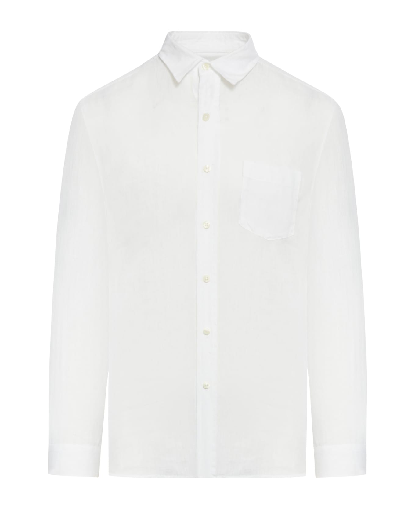 120% Lino Long Sleeve Regular Fit Men Shirt - White