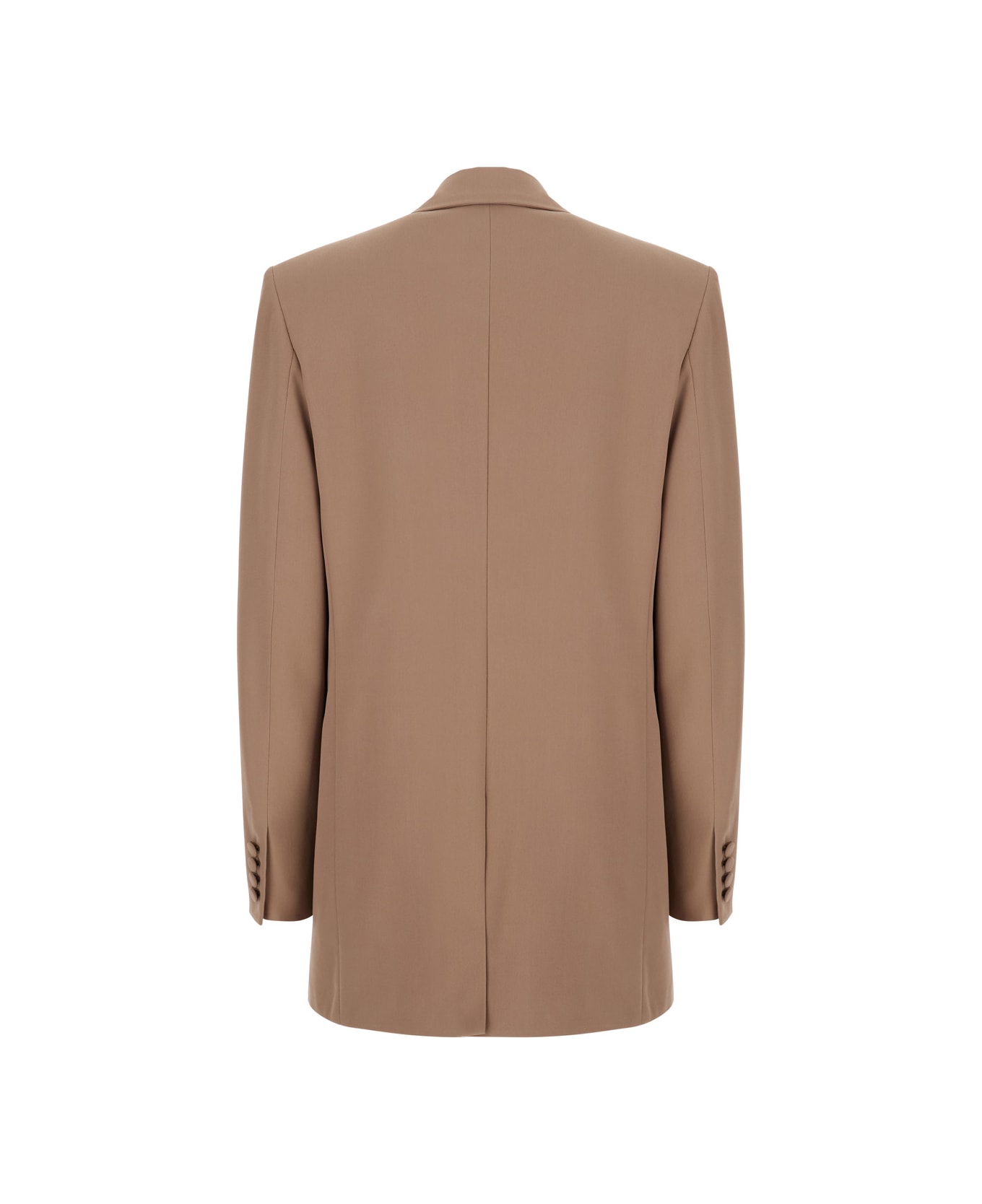 Saint Laurent Beige Single-breasted Jacket With Peak Lapels In Wool Woman - Beige