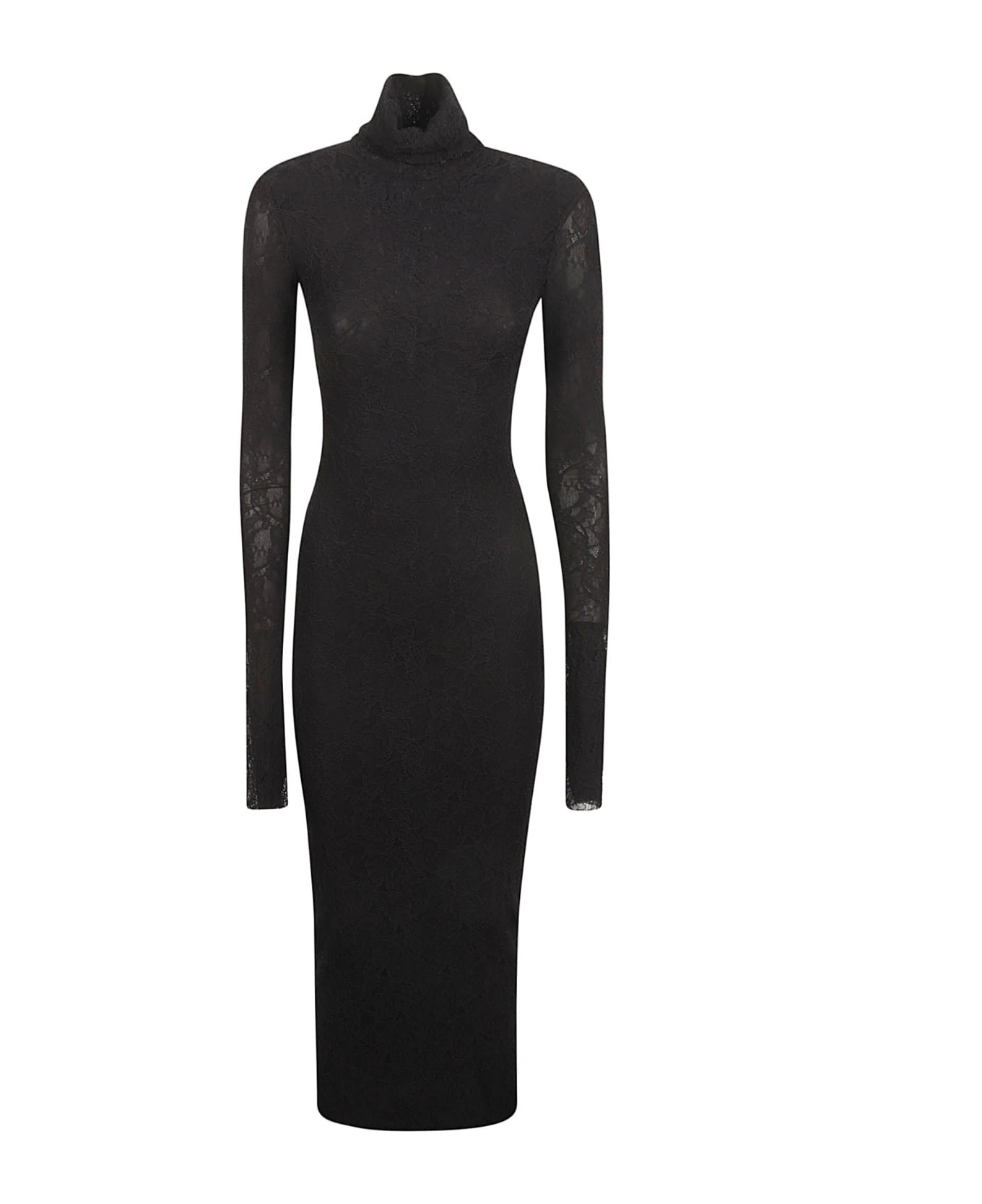 Philosophy di Lorenzo Serafini Roll Neck Floral Lace Slim Dress - Black