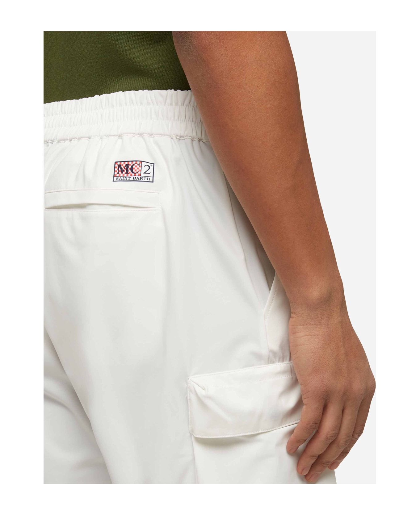 MC2 Saint Barth Off-white Technic Fabric Bermuda Shorts Deck - WHITE