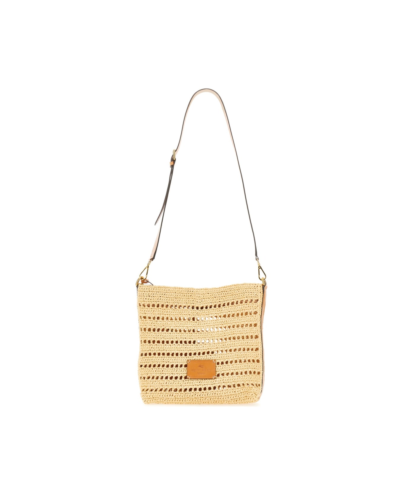 Etro Perforated Raffia Shoulder Bag - BEIGE