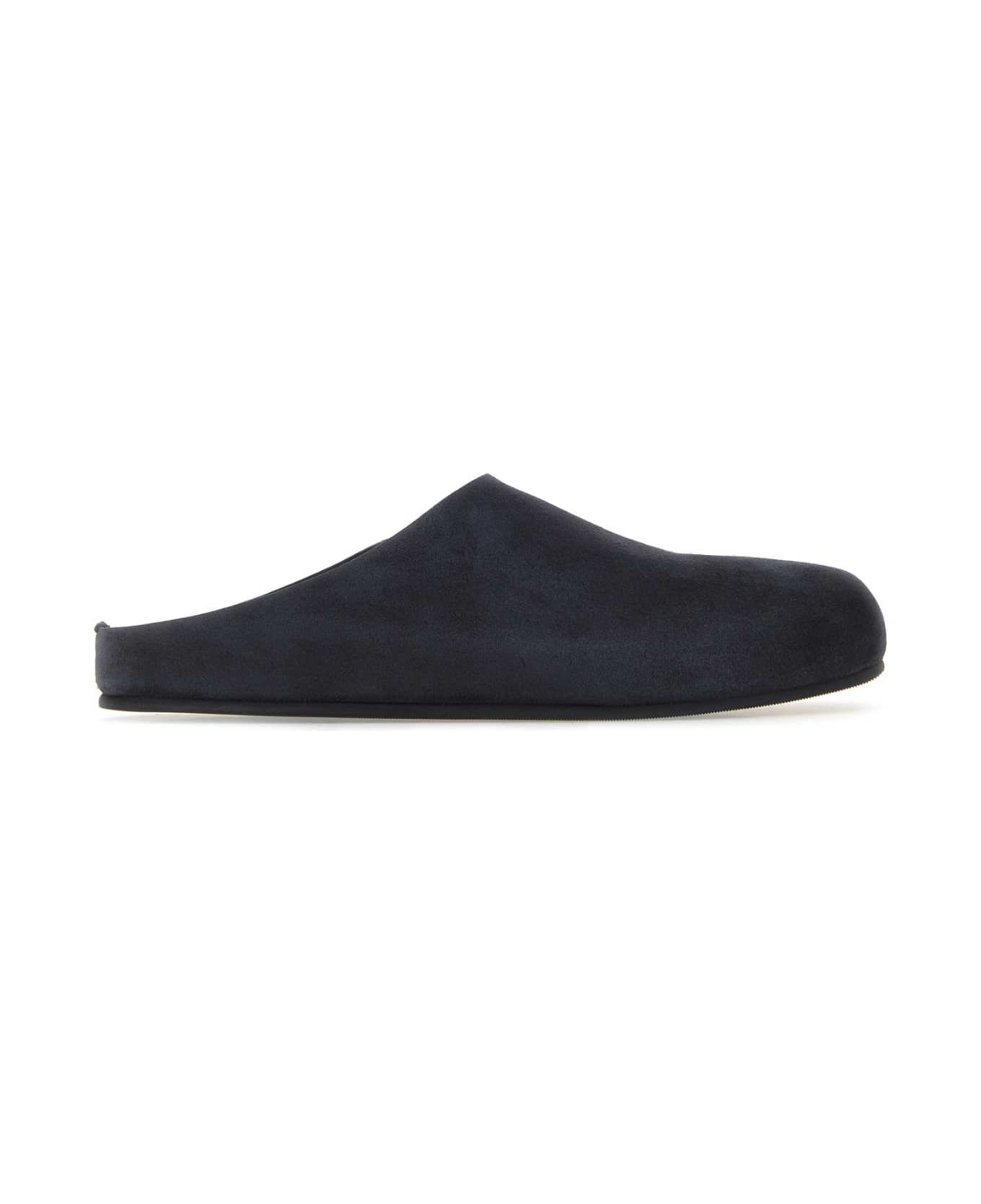 The Row Midnight Blue Suede Hugo Slippers - BLUE