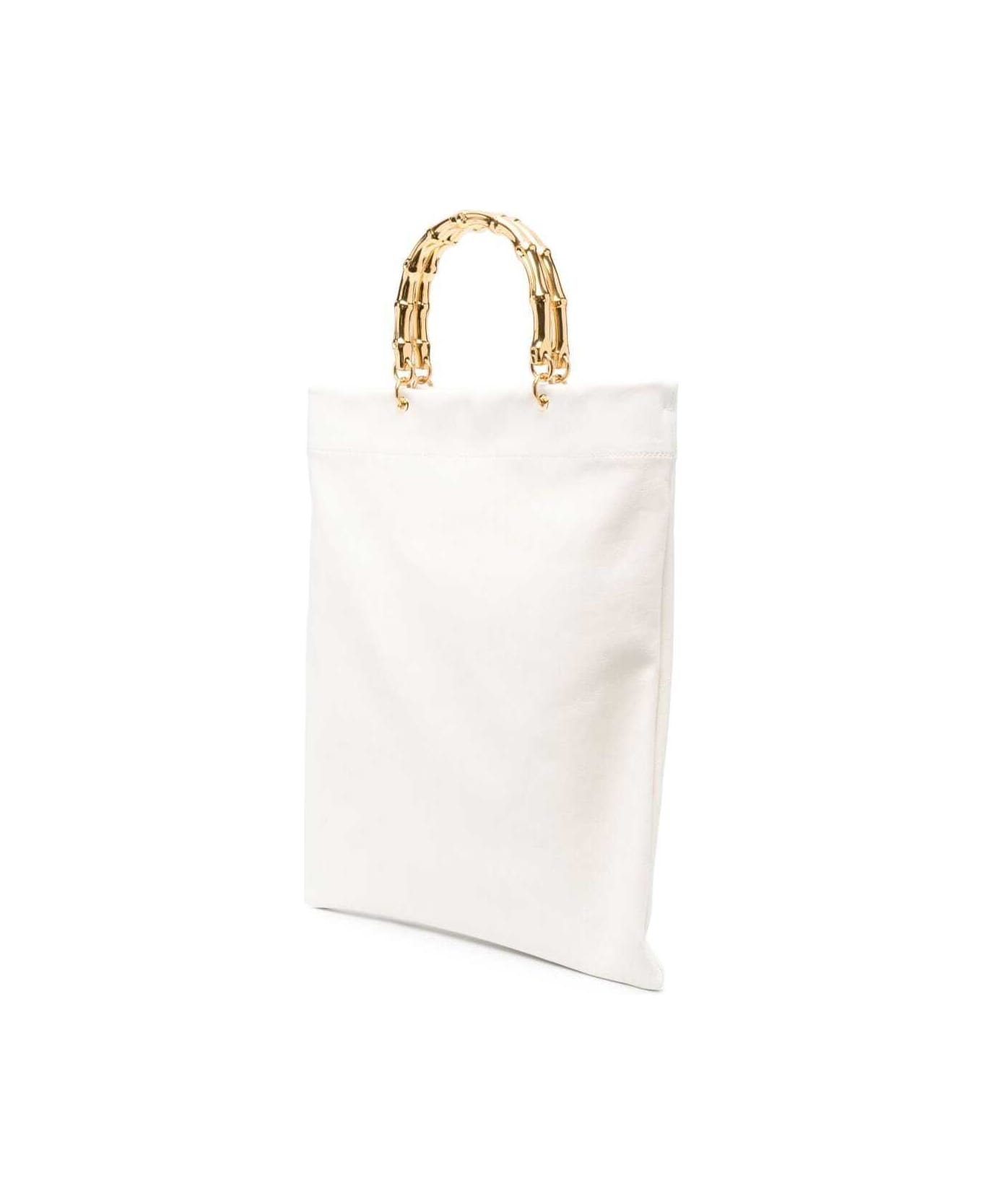 Jil Sander White Tote Bag With Bamboo Handles In Leather Woman - White