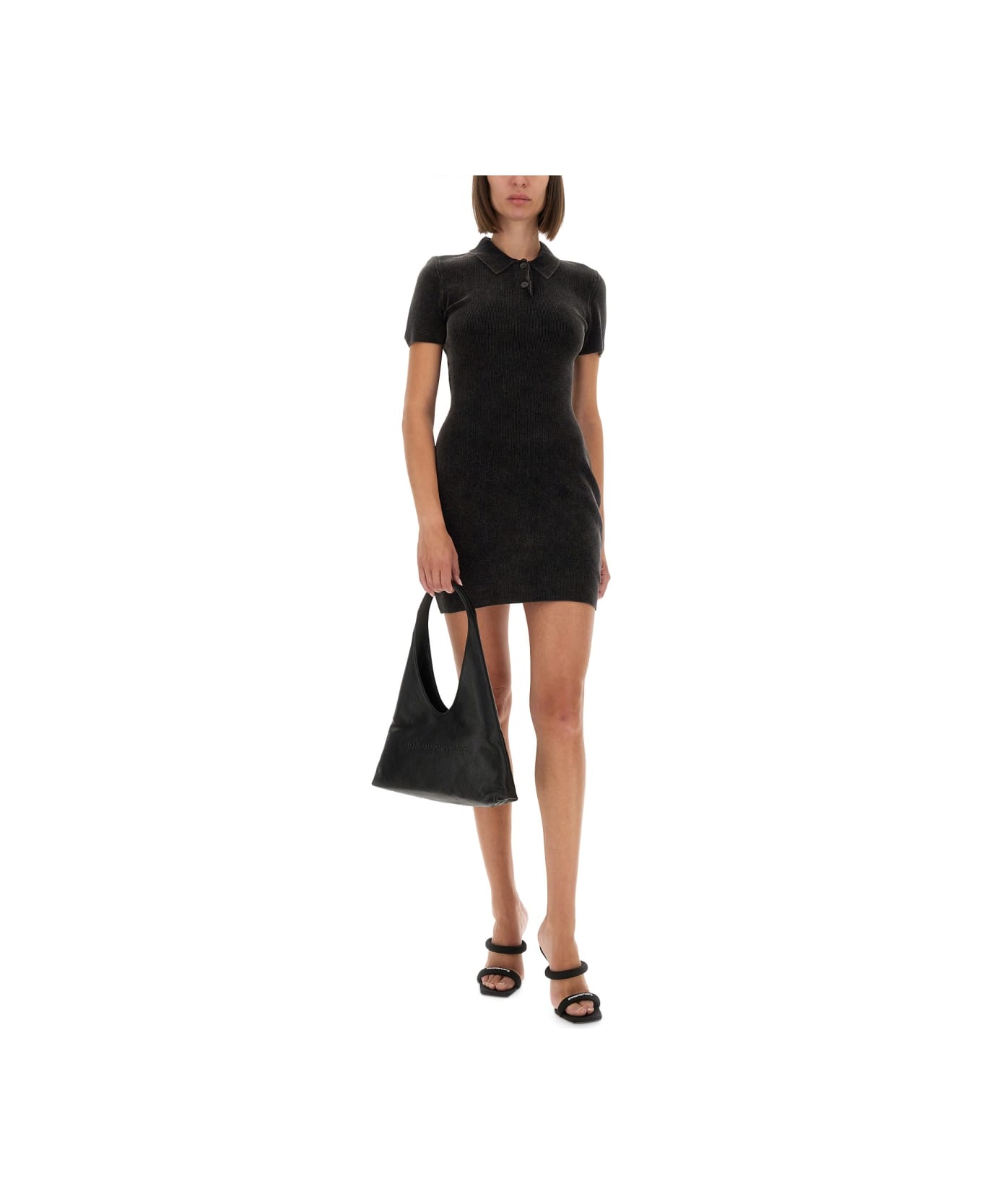 Alexander Wang Mini Dress With Polo Collar - CHARCOAL