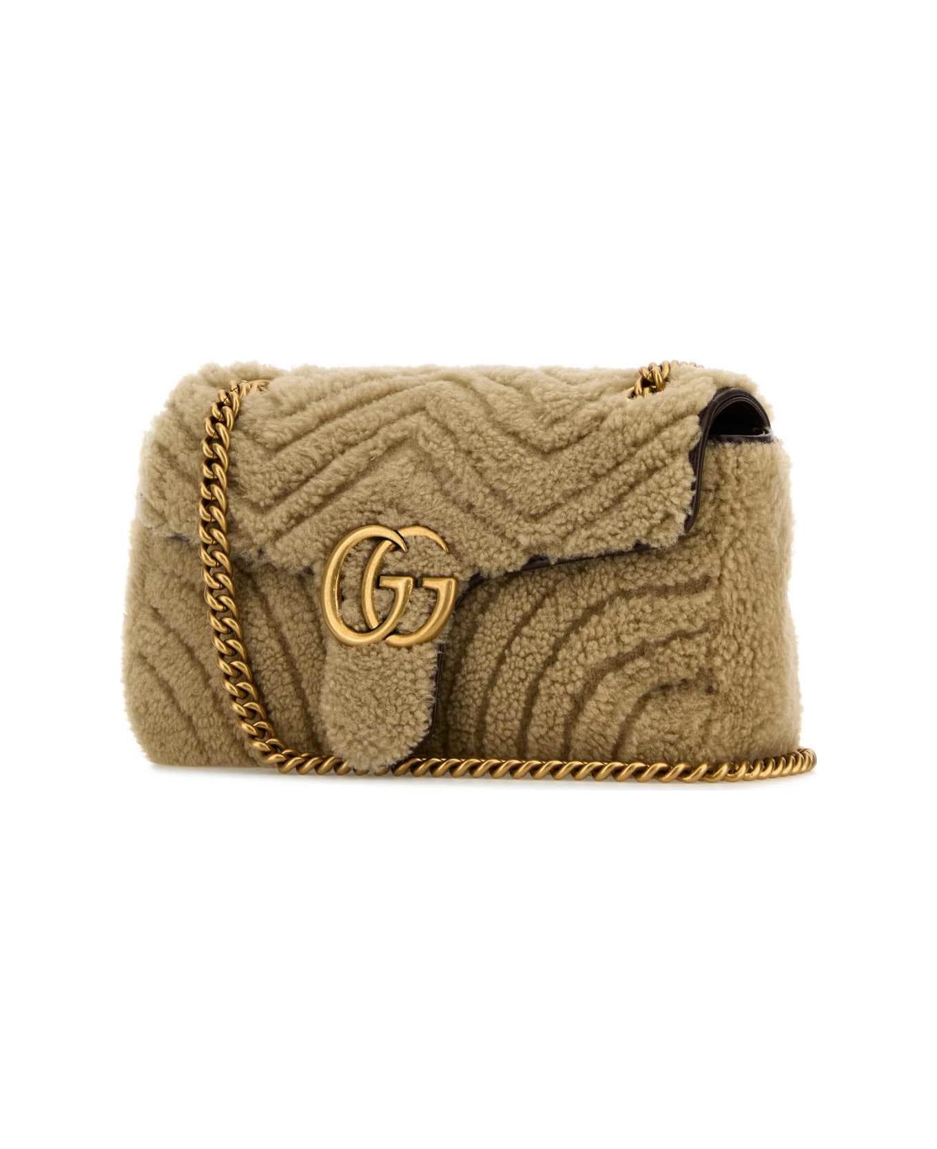 Gucci Beige Shearling Small Marmont Shoulder Bag - COWBOYNATCOWBOYBR