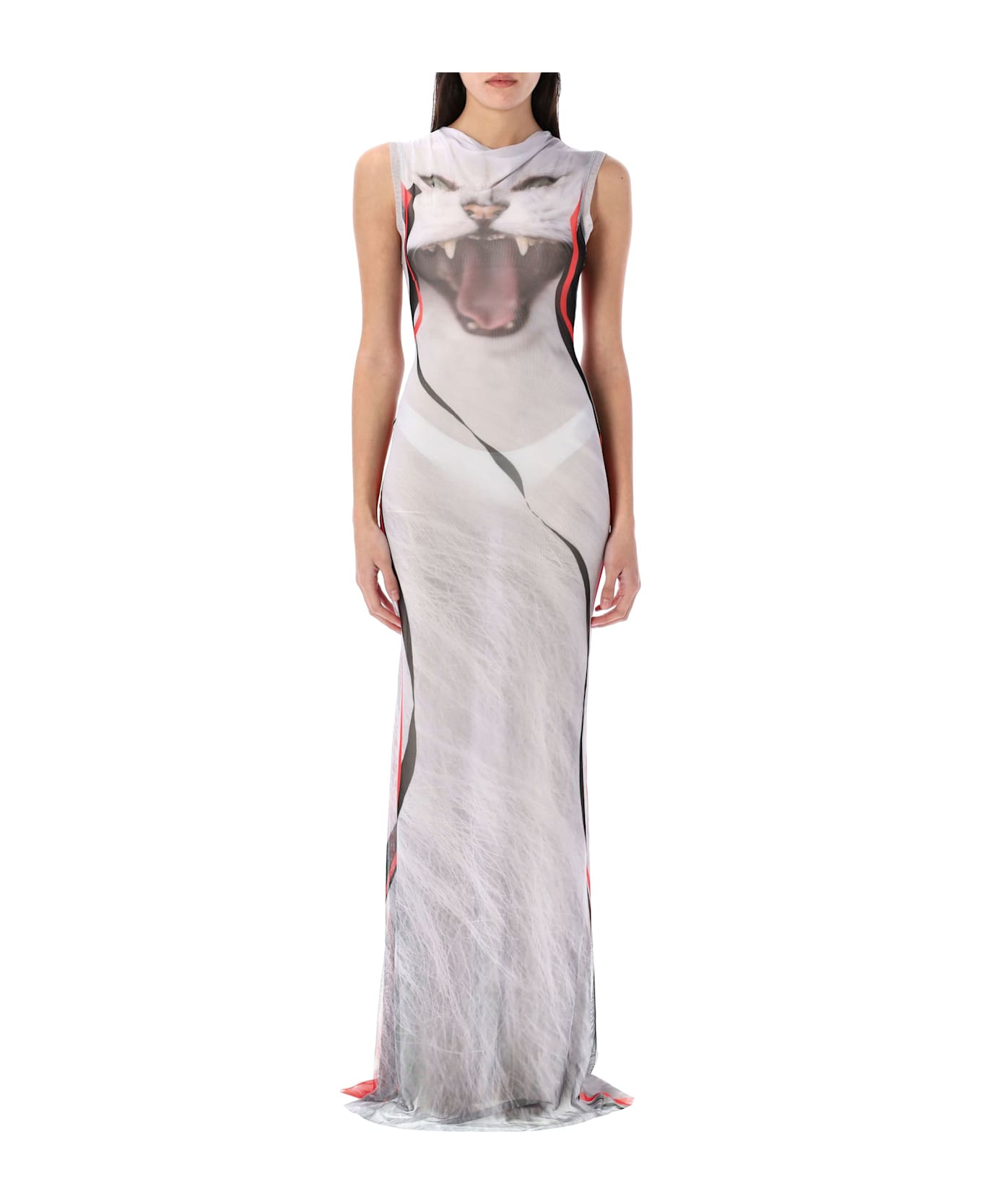 Ottolinger Mesh Printed Maxi Dress - CAT PRINT