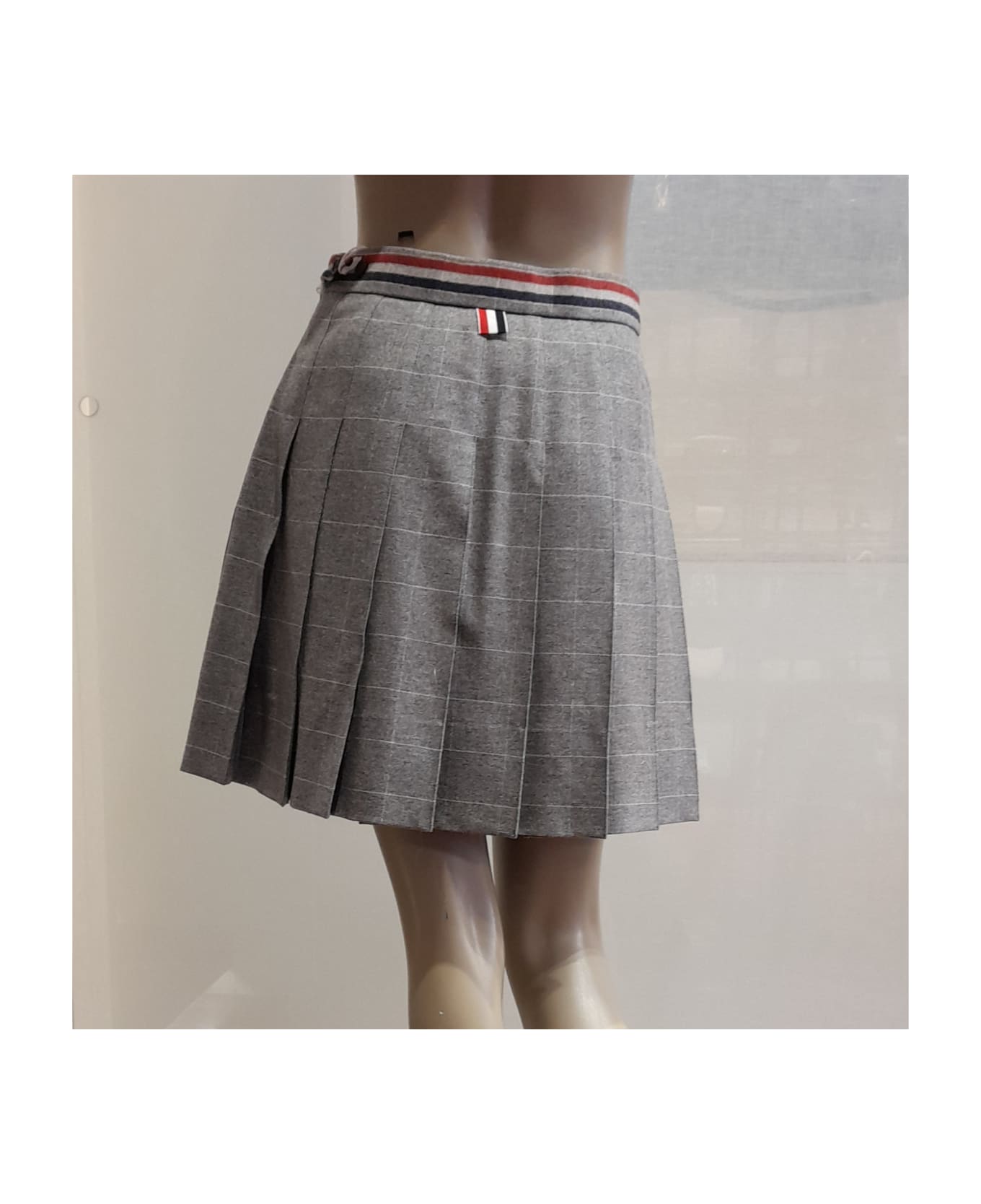 Thom Browne Pleated Flannel Skirt - grey