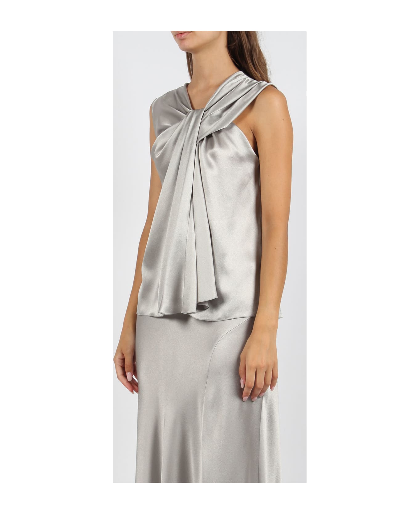 Alberta Ferretti Satin Top - Grey