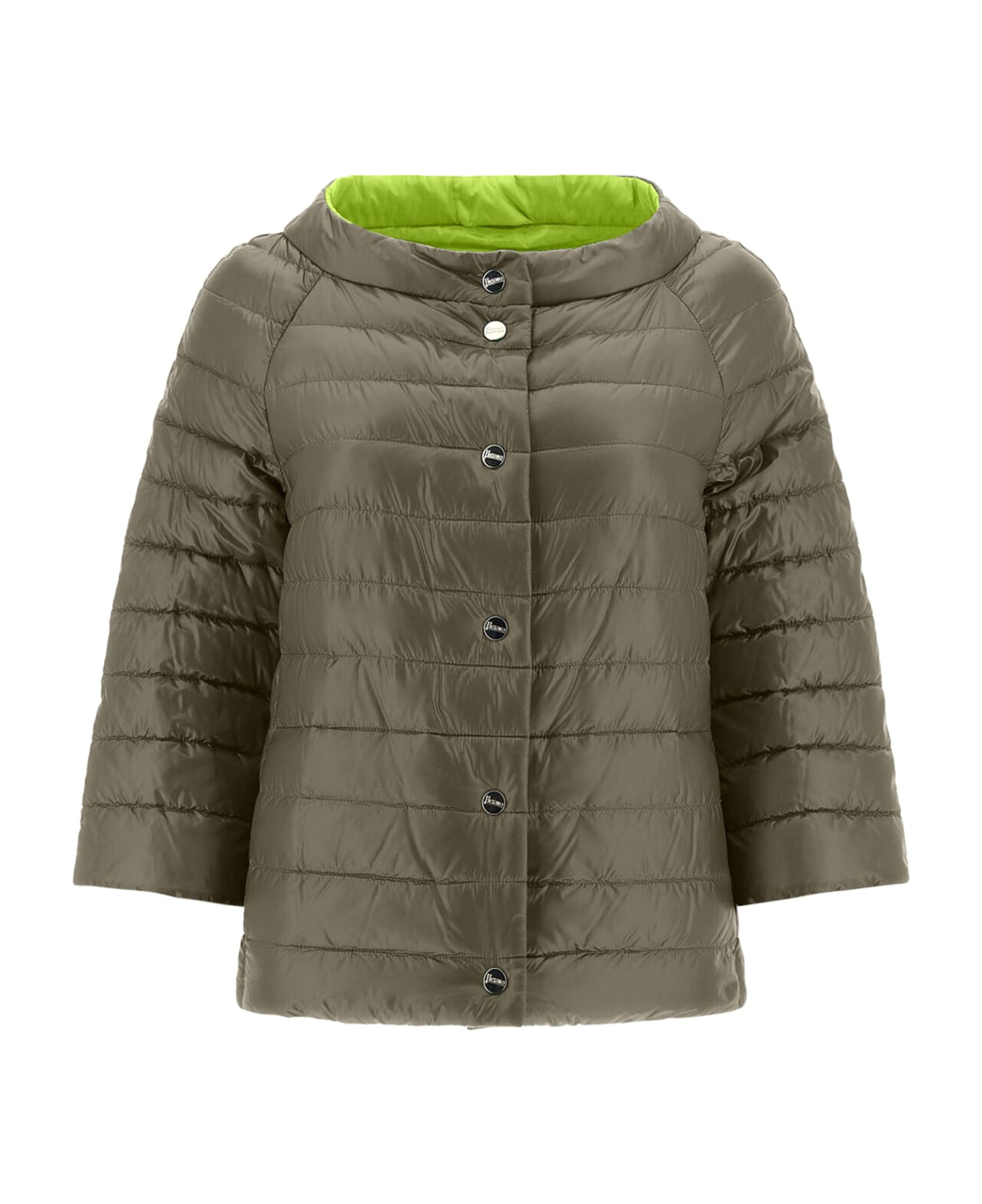 Herno Reversible Two-tone Cape In Ultralight Nylon - MILITARY