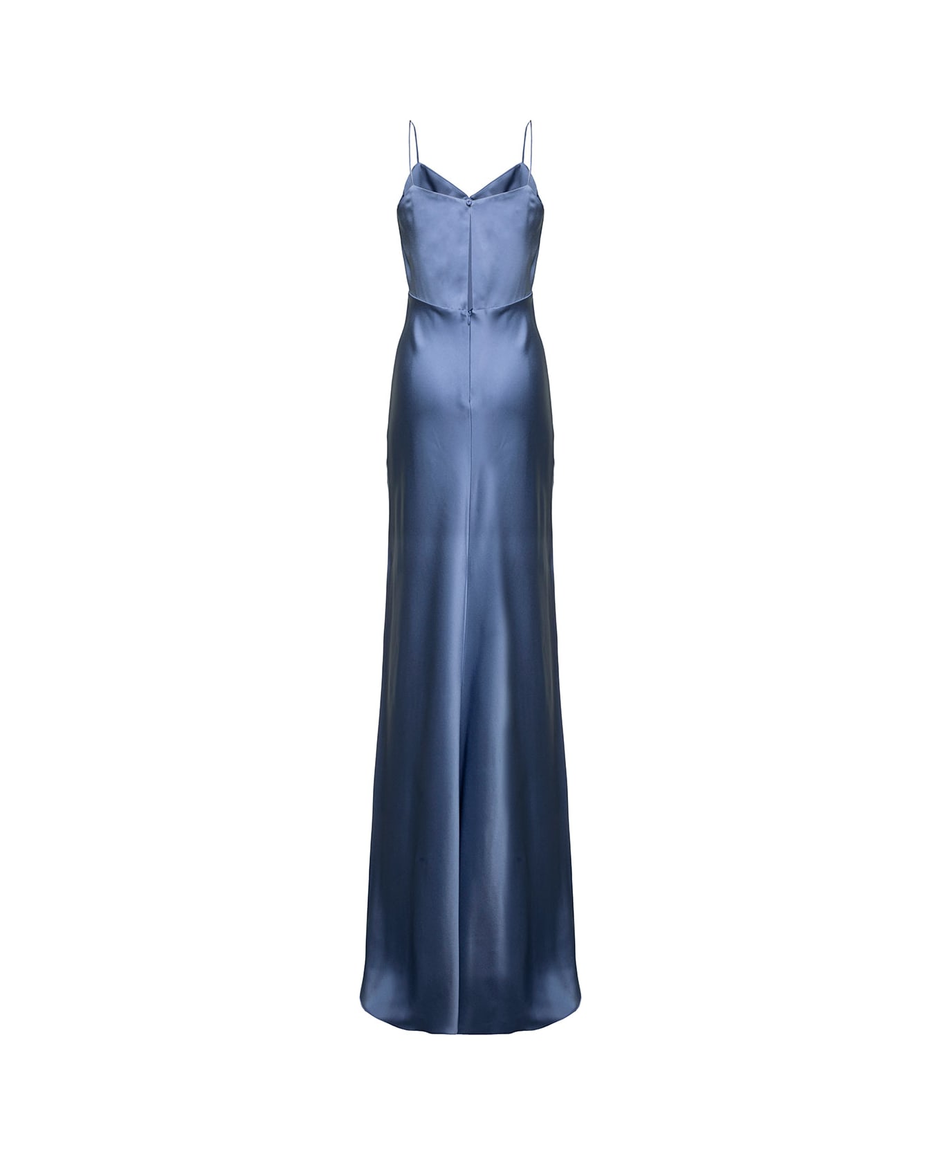 Max Mara Long Light Blue Slip Dress In Acetate Blend Woman - Light blue