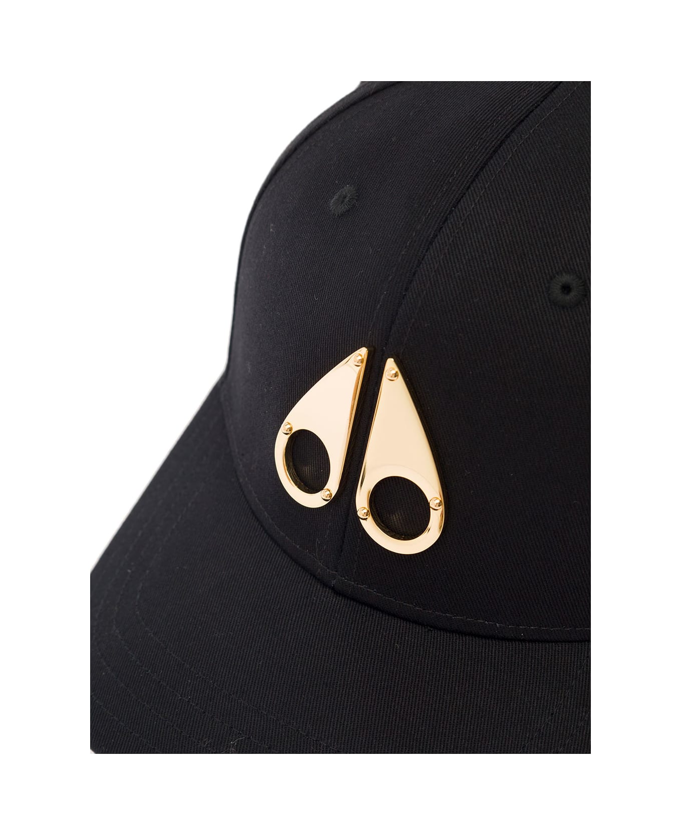 Moose Knuckles Black Baseball Cap With Logo Detail In Cotton Man - Black
