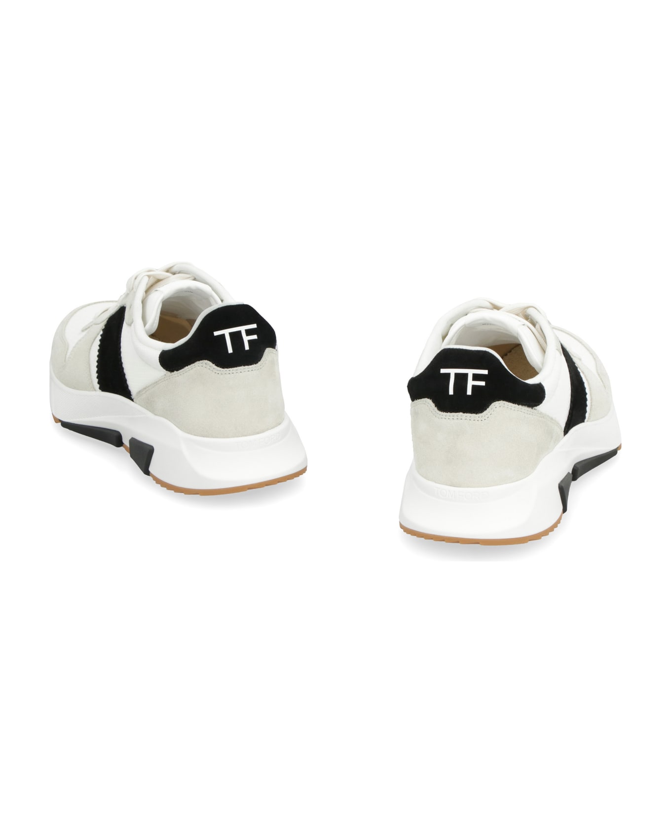Tom Ford Leather And Fabric Low-top Sneakers - WHITE/BLACK