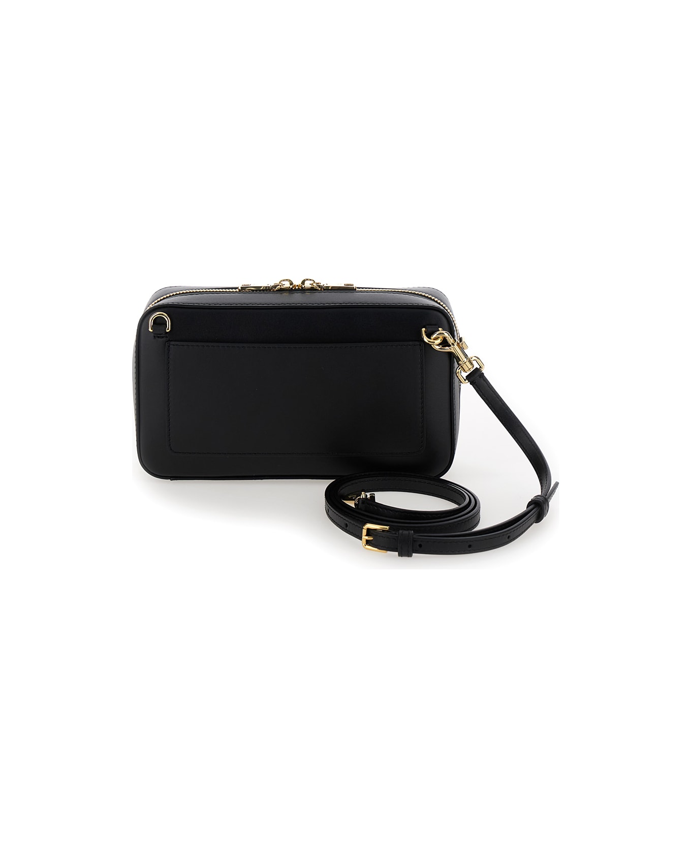 Dolce & Gabbana Black Crossbody Bag With Quilted Logo In Leather Woman - Black