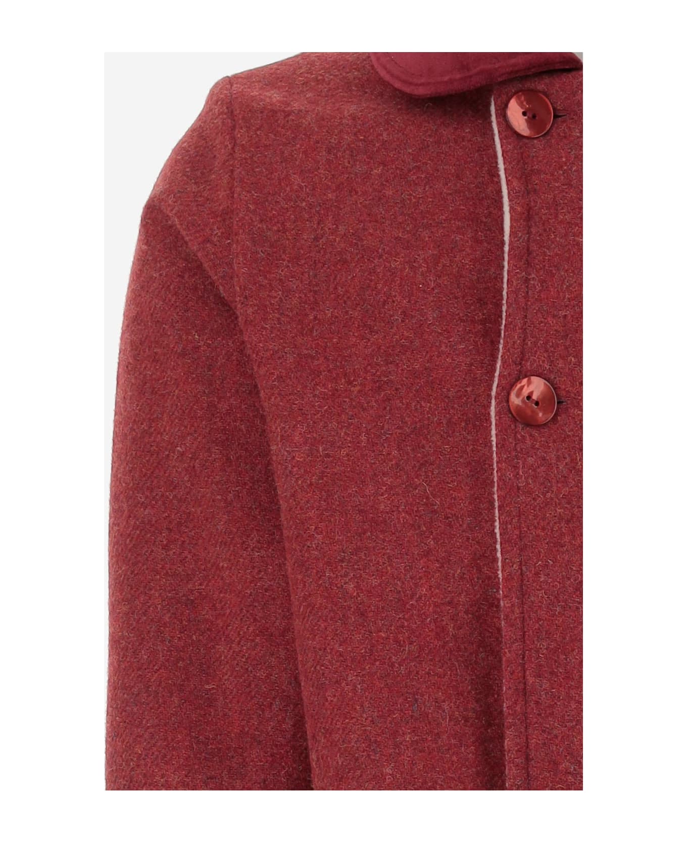 Nicoletta Fanna Wool Coat - Red